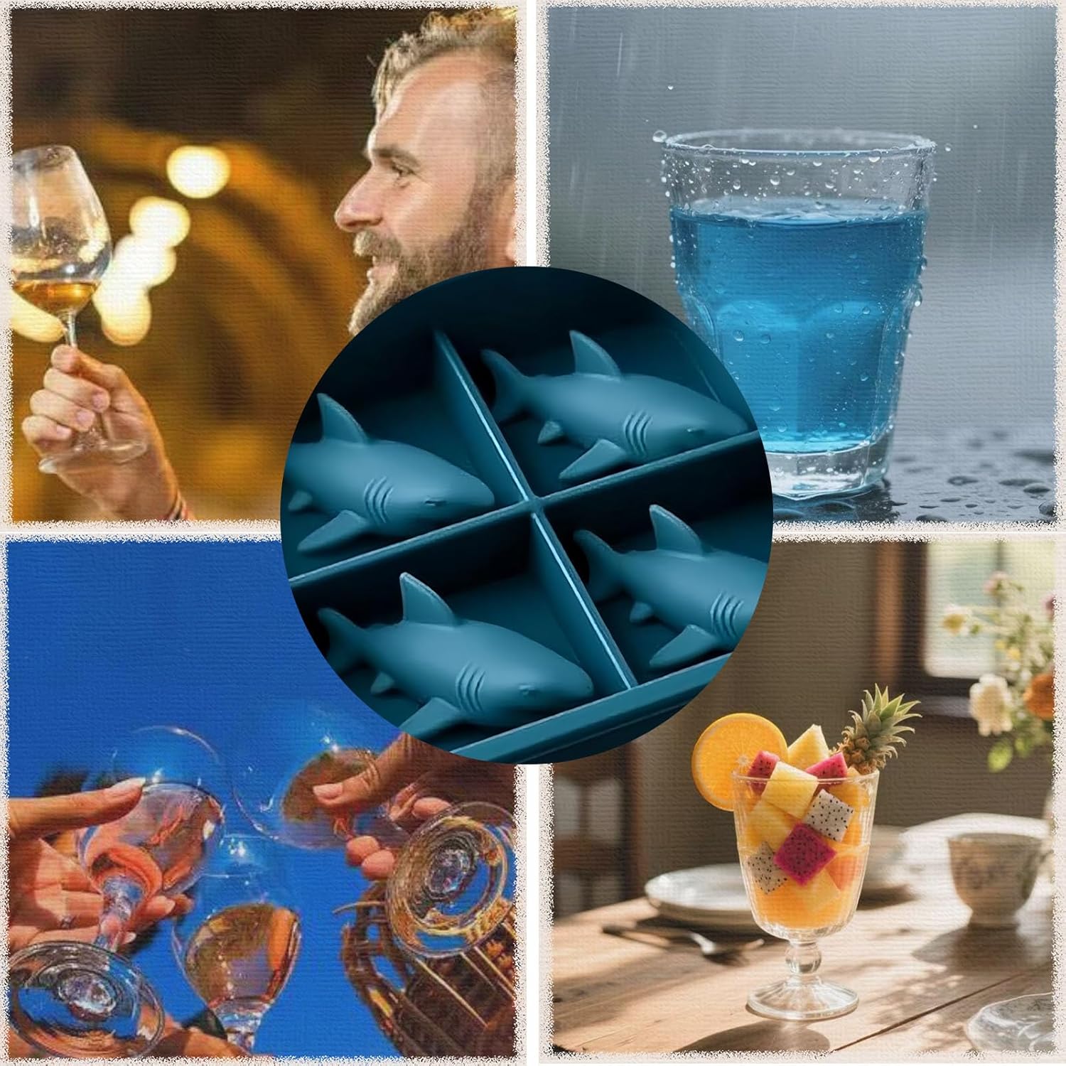 Shark Silicone Ice Molds - 3D Silicone Fun Shark Cube Maker - 4 Shark Fin Ice Cube Molds - Suitable for cold drinks, parties and home entertainment (3 pieces) - Image 5