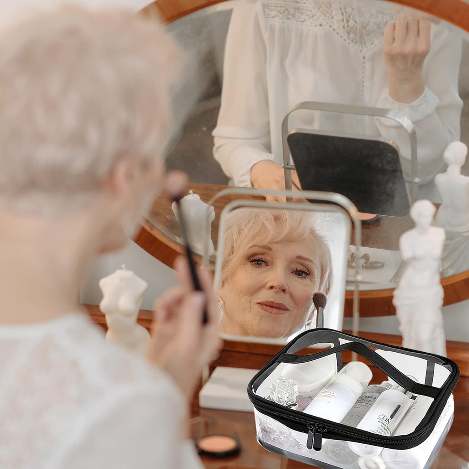 Transparent toiletry bags - 2 pieces of portable makeup bags Transparent cosmetic bag with handle - zip - waterproof travel bag - Image 4