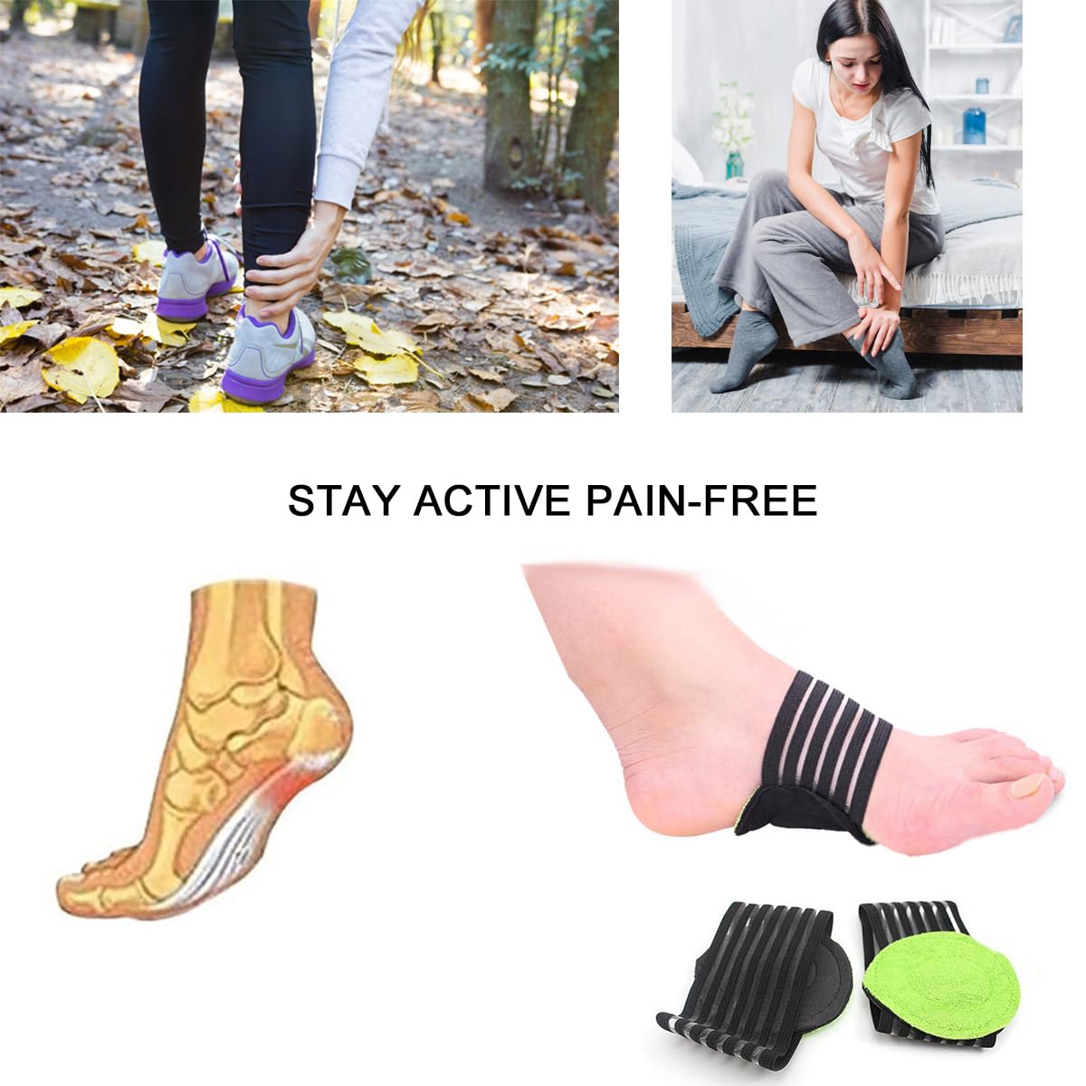 2 pairs of extra thick, padded compression arch supports for more comfort - suitable for plantar fasciitis, fallen arches, heel spurs, flat feet and foot pain problems - Image 5