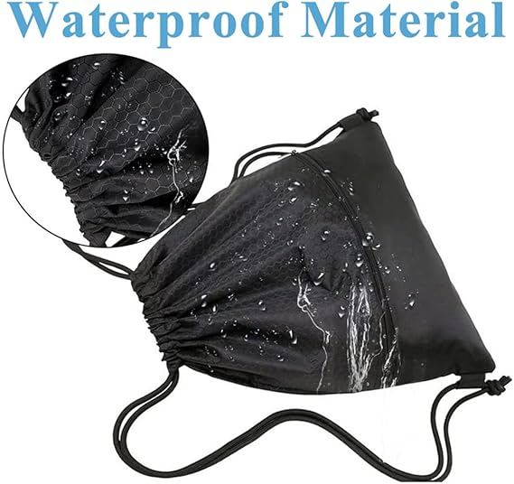 Drawstring sports bag - large sports bag with PE pocket and external zip - waterproof drawstring swim backpack for men, women, boys and girls - sports, school, beach holiday, swimming, travel, yoga - Image 4