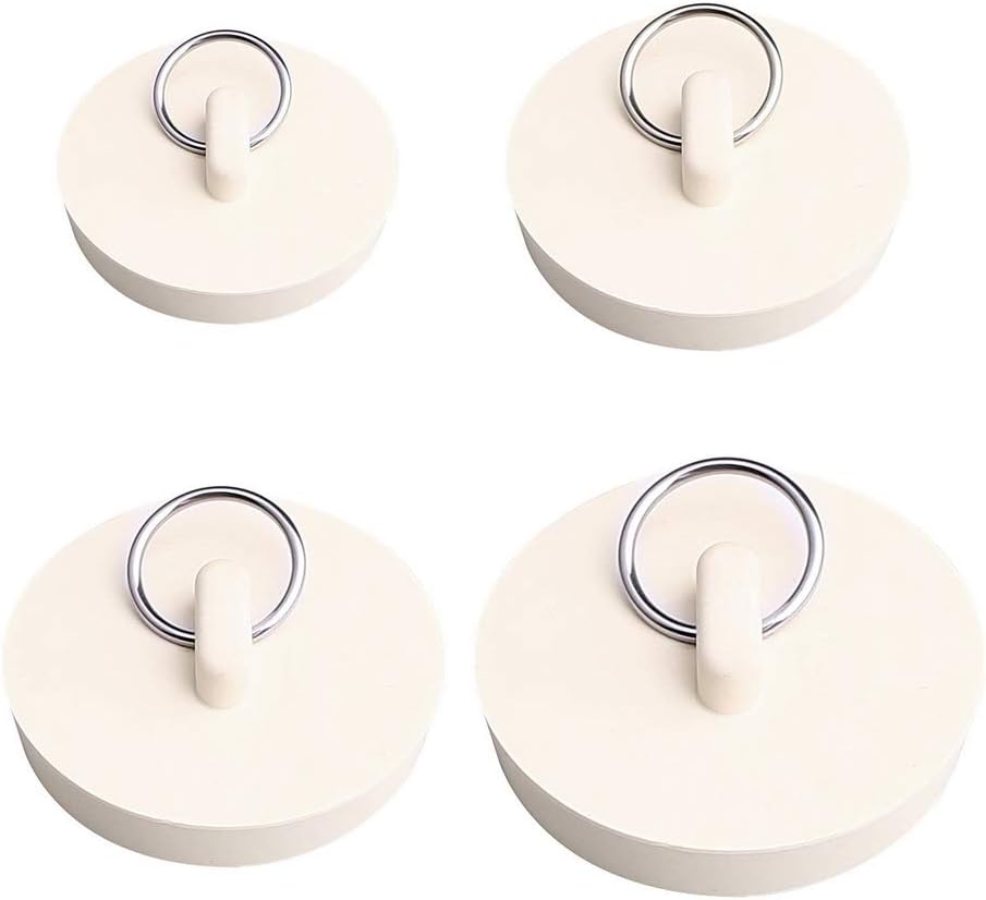 Set of 4 drain stoppers - sink stoppers - rubber drain plugs and kitchen sink stoppers with hanging ring - Suitable for bathtubs and bathrooms (4 sizes) - Image 1