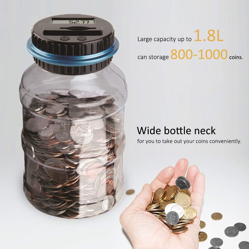 Digital piggy bank UK Coin counter - Large transparent piggy bank with LCD screen - piggy bank as a gift for kids and adults (large size) - Image 3