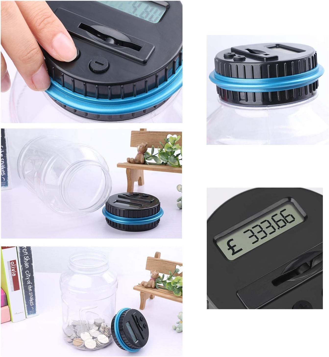 Digital piggy bank UK Coin counter - Large transparent piggy bank with LCD screen - piggy bank as a gift for kids and adults (large size) - Image 8