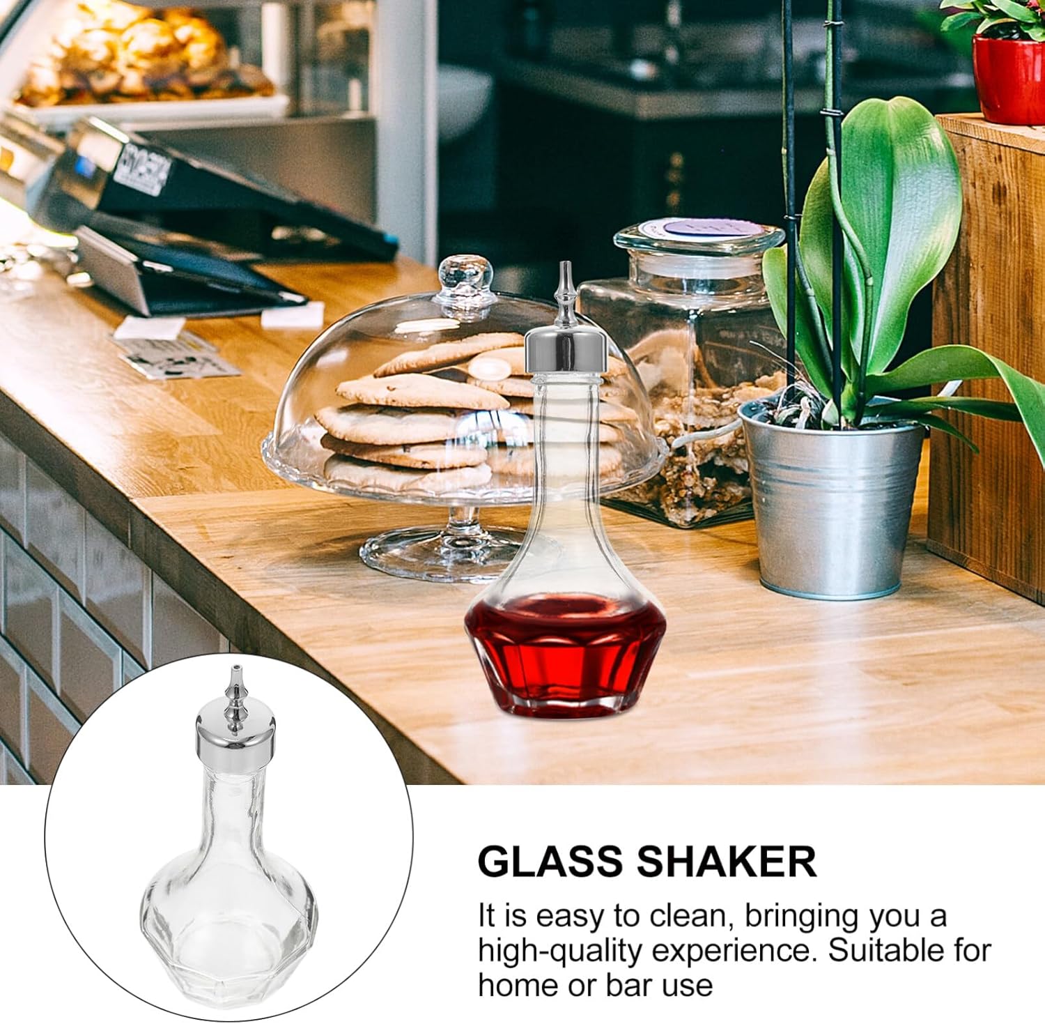 50 ml glass bitter bottle with stopper - Professional cocktail tools, cocktail mixing supplies - for bartenders and home bars - for home bars - Silver - Image 3