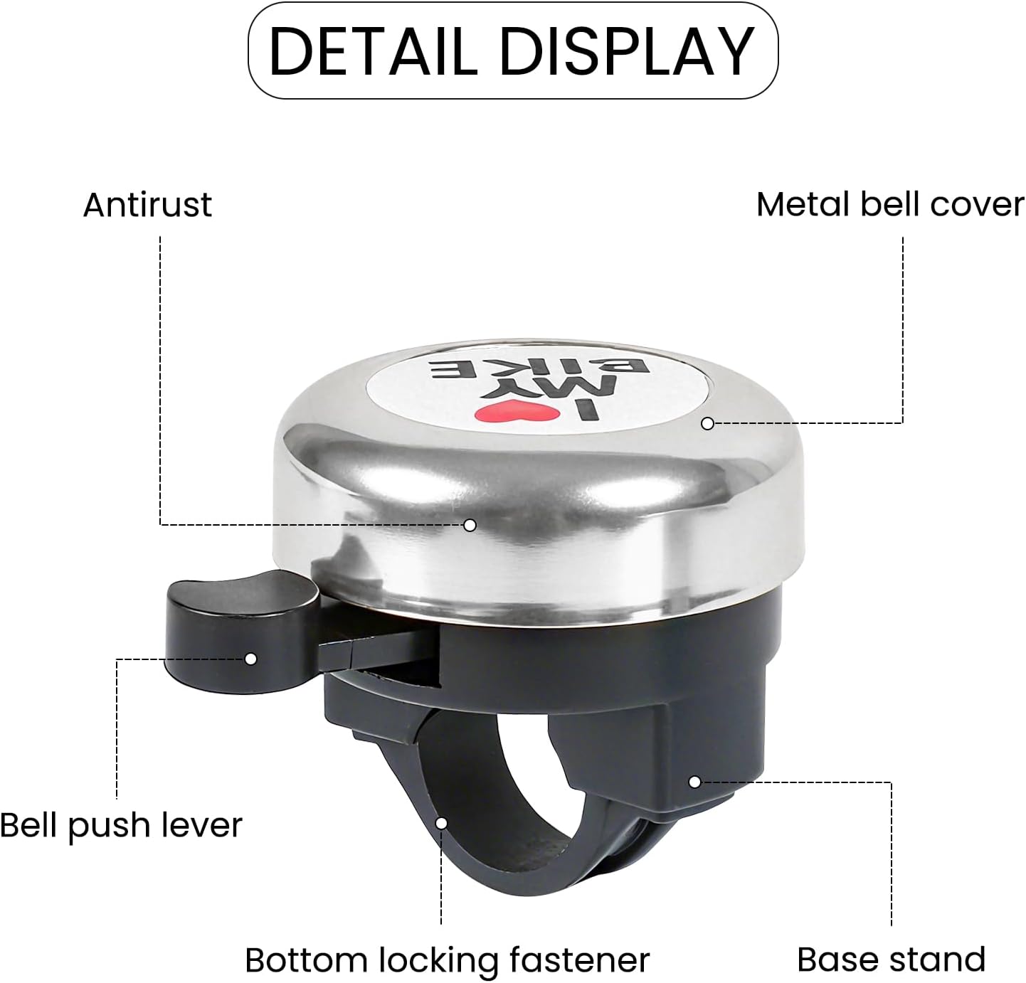 Bike bell - Classic nostalgic bell - Loud sound - Bike accessories - Kids' bike bell - Push bike bell - Adult bike bell - Hand-pulled - Black and silver - Image 4
