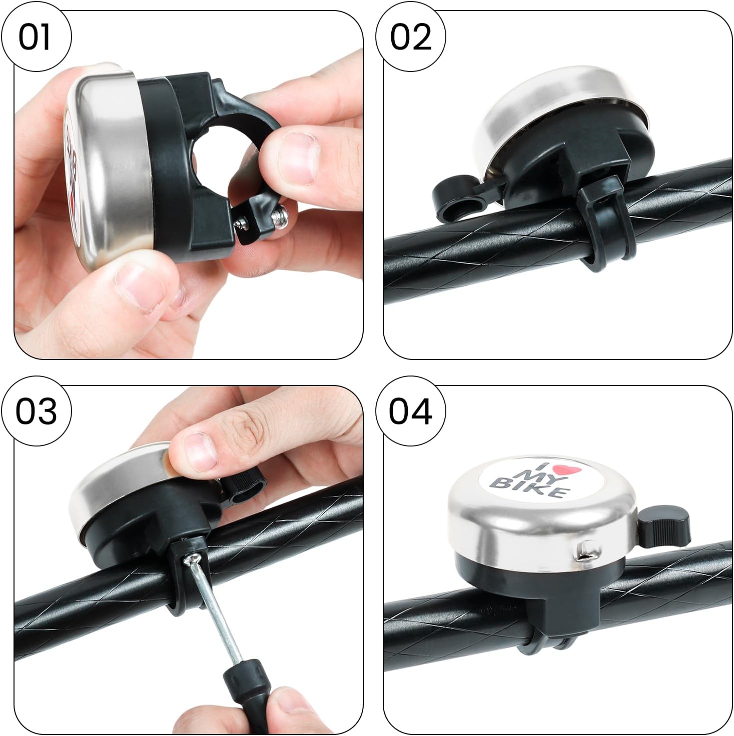 Bike bell - Classic nostalgic bell - Loud sound - Bike accessories - Kids' bike bell - Push bike bell - Adult bike bell - Hand-pulled - Black and silver - Image 5
