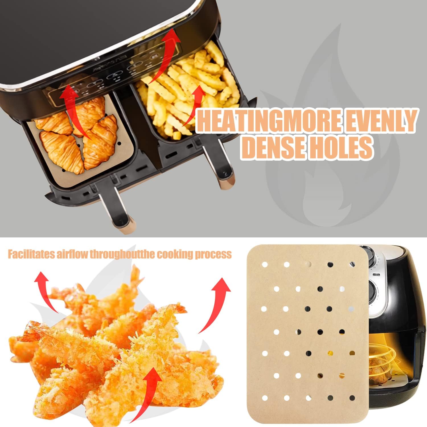 120 pieces Airfryer paper baking forms, Airfryer baking forms compatible with Ninja Foodi Dual Airfryer, non-stick perforated baking paper compatible with Ninja DZ201 DZ401 - Image 2