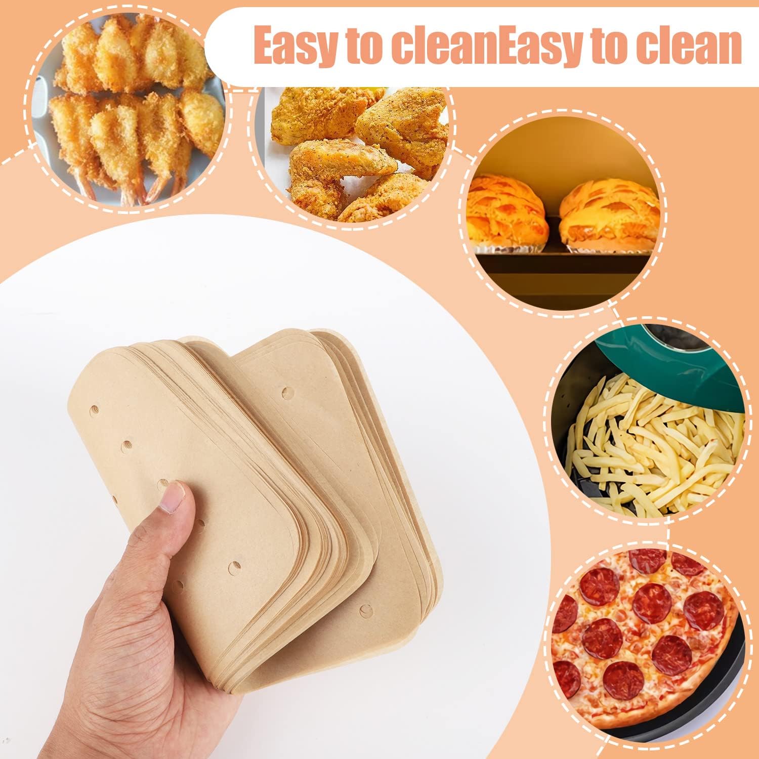 120 pieces Airfryer paper baking forms, Airfryer baking forms compatible with Ninja Foodi Dual Airfryer, non-stick perforated baking paper compatible with Ninja DZ201 DZ401 - Image 5