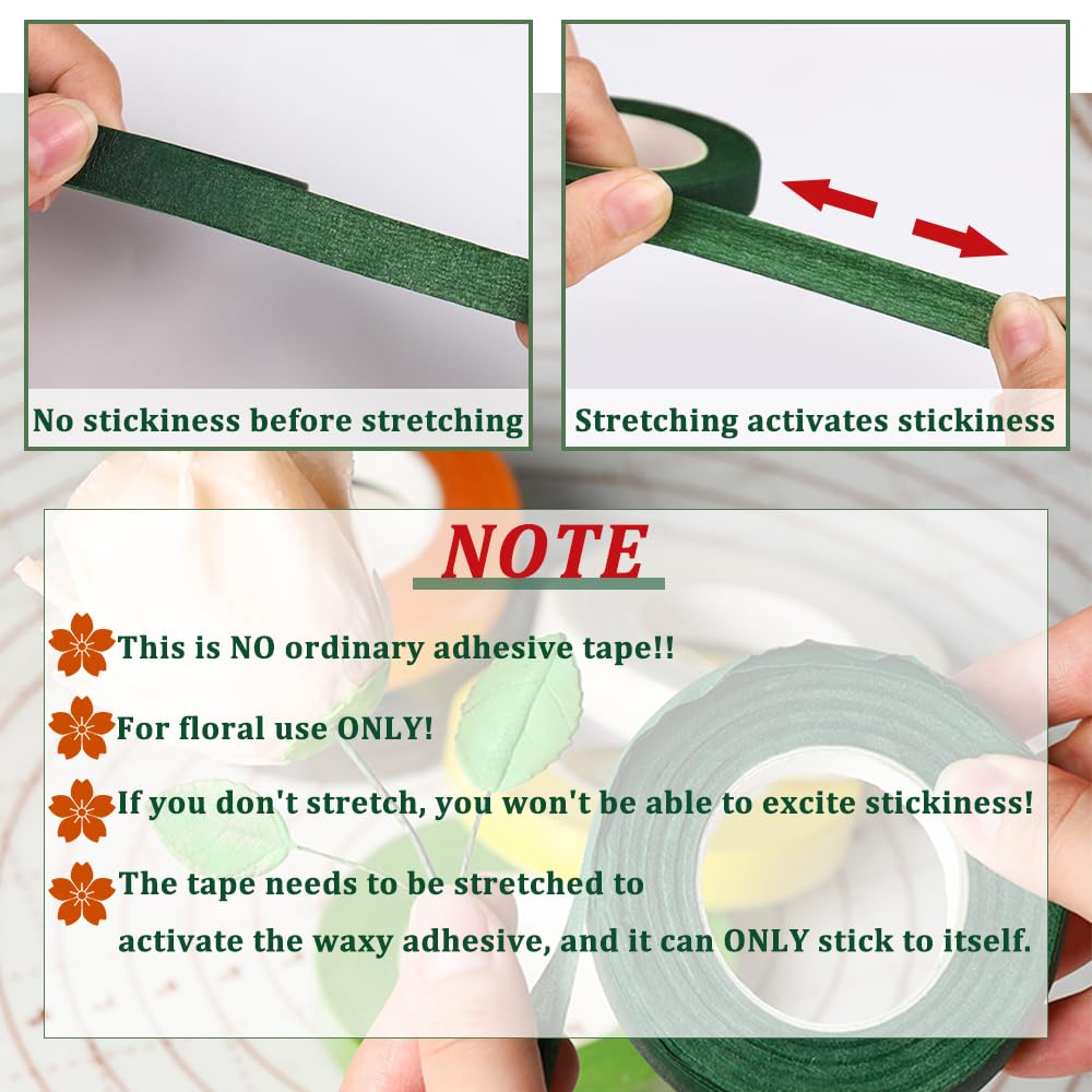 3 rolls of flower tape - 12 mm wide dark green flower tape for wrapping bouquet stems and DIY crafts - 30 metres per roll - Image 3
