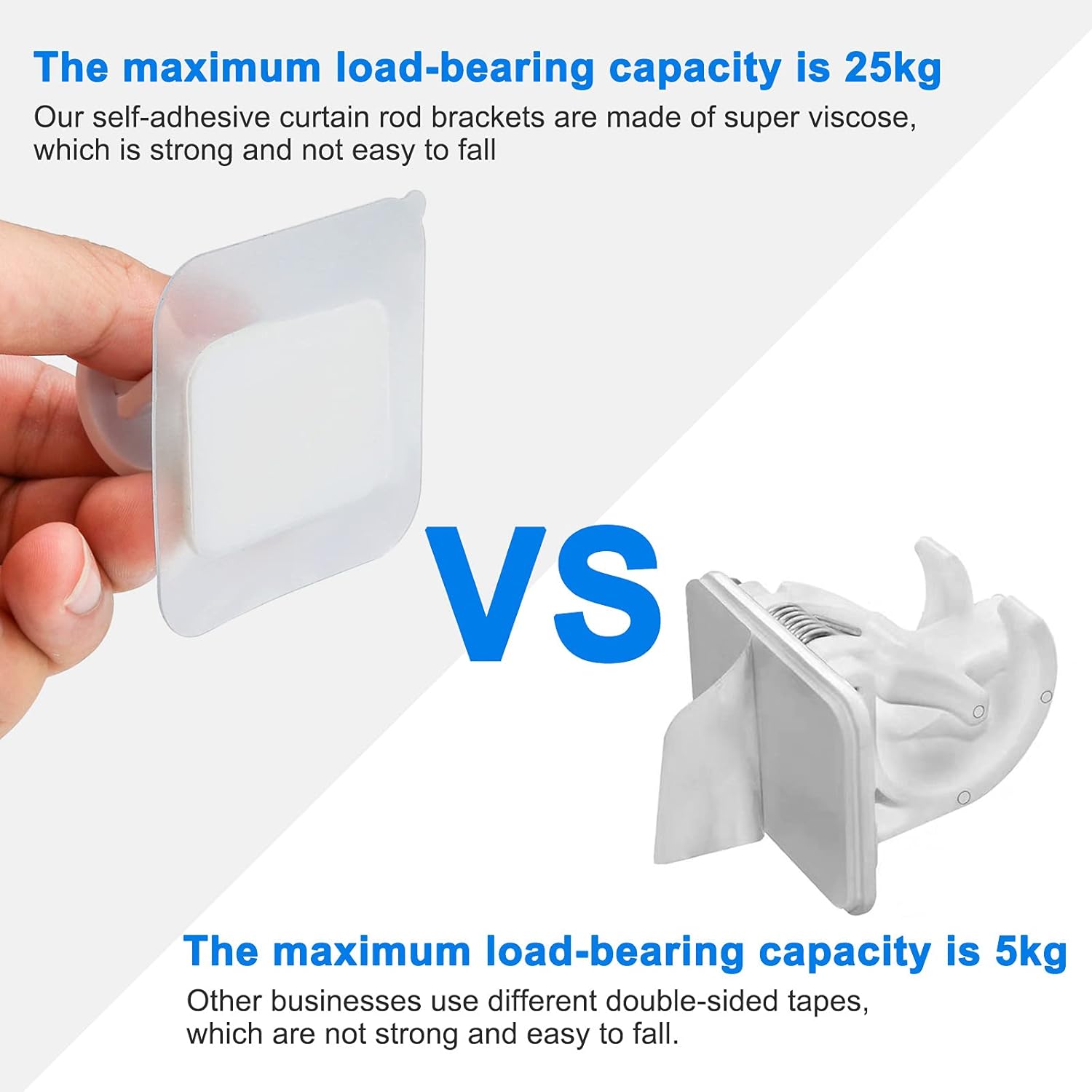 4 pieces of self-adhesive curtain rod brackets No drilling required Curtain hooks Fixed rod bracket Curtain rod wall mounting bracket Towel rod hooks for home Bathroom Kitchen Hotel Towel Clothes Hanging (White) - Image 5