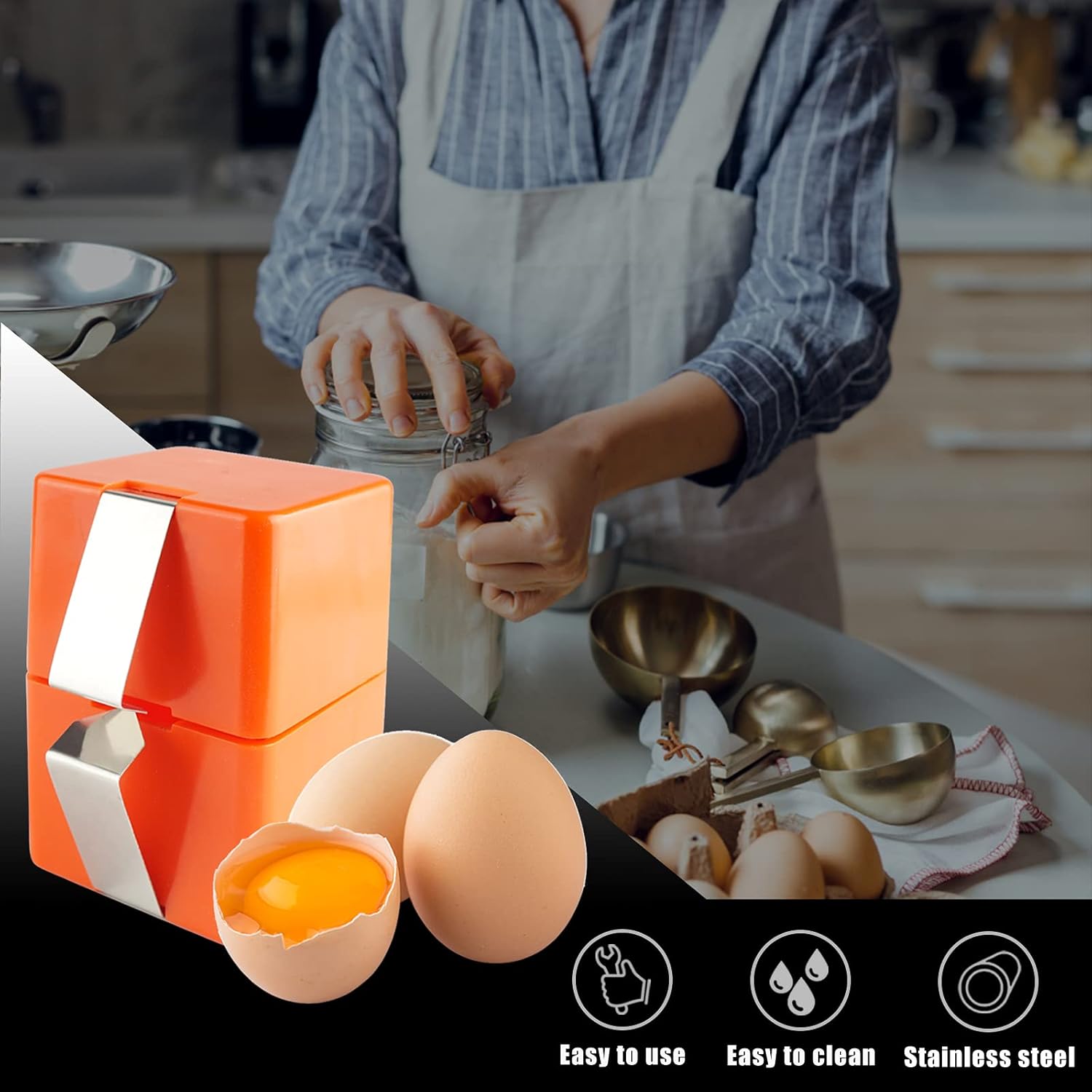 Egg slicer - for raw eggs - eggshell cutter - stainless steel eggshell slicer - eggshell separator - Image 2