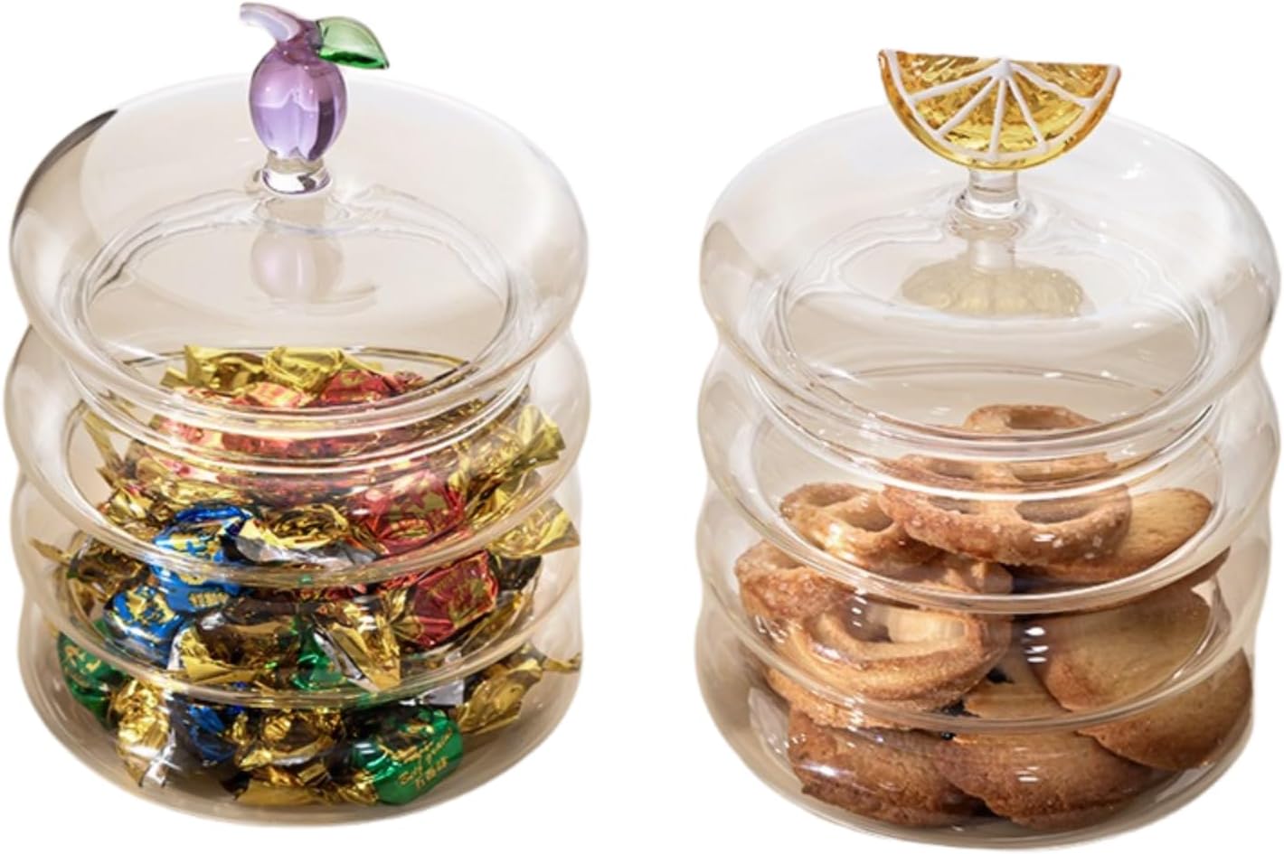 Household candy jar - desk candy box - candy jar with 3D fruit lid and snack compartment (two parts) - Image 1