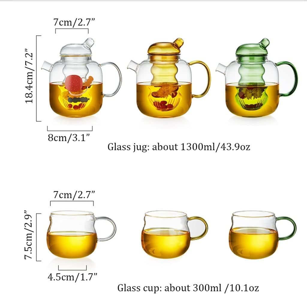 Handmade glass teapot for the stove with removable glass tea infuser - 2-in-1 flower teapot - Suitable for electric cooktops and kitchen appliances (colour: green) - Image 2