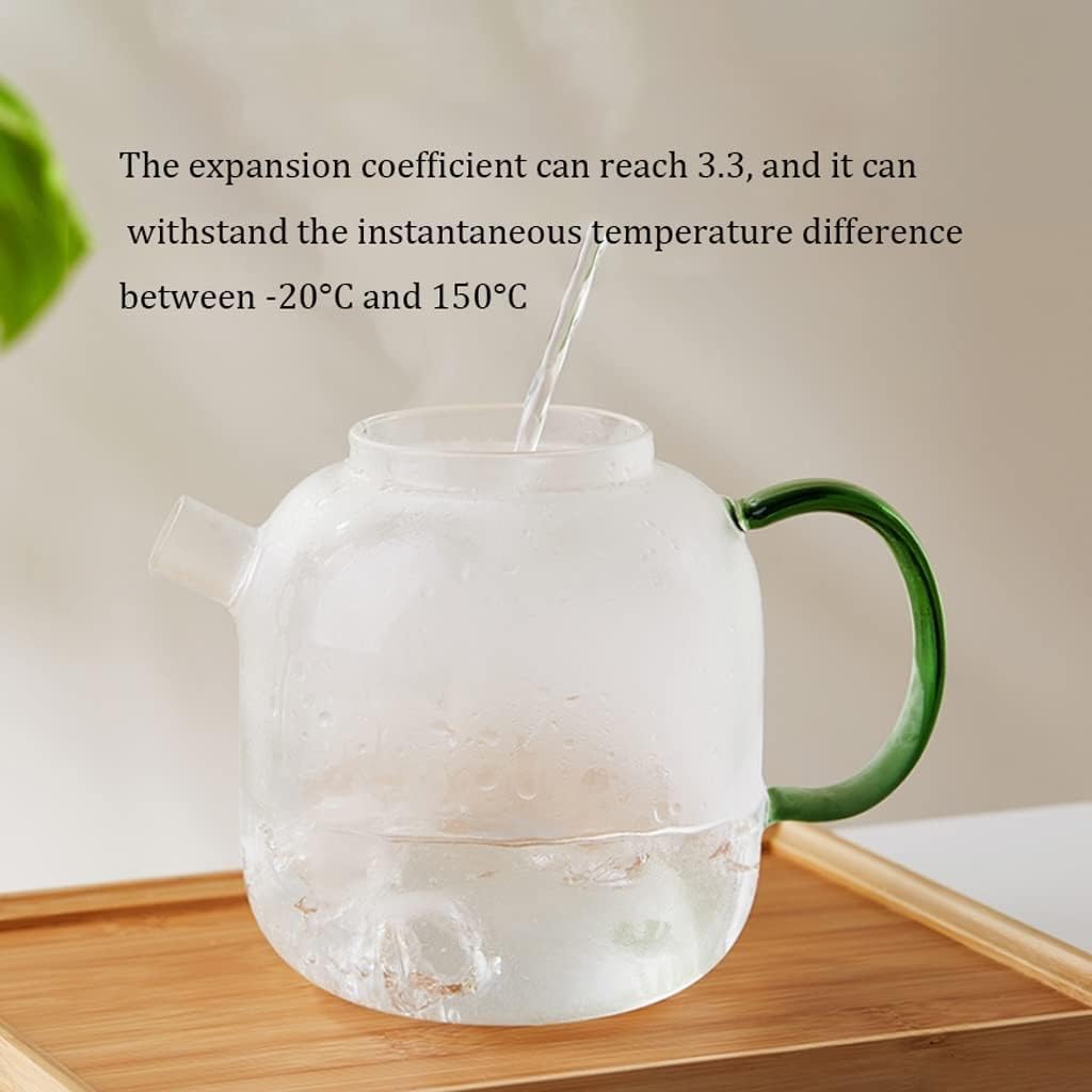 Handmade glass teapot for the stove with removable glass tea infuser - 2-in-1 flower teapot - Suitable for electric cooktops and kitchen appliances (colour: green) - Image 4
