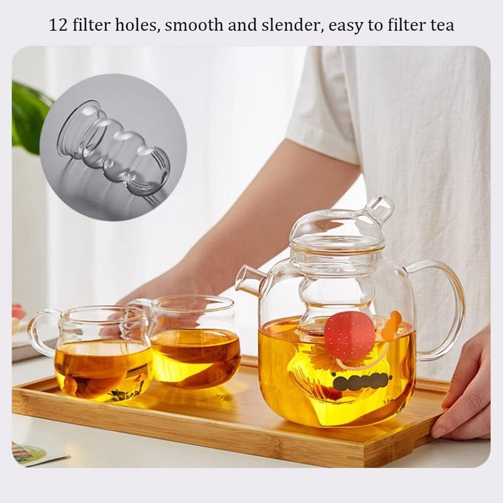 Handmade glass teapot for the stove with removable glass tea infuser - 2-in-1 flower teapot - Suitable for electric cooktops and kitchen appliances (colour: green) - Image 5