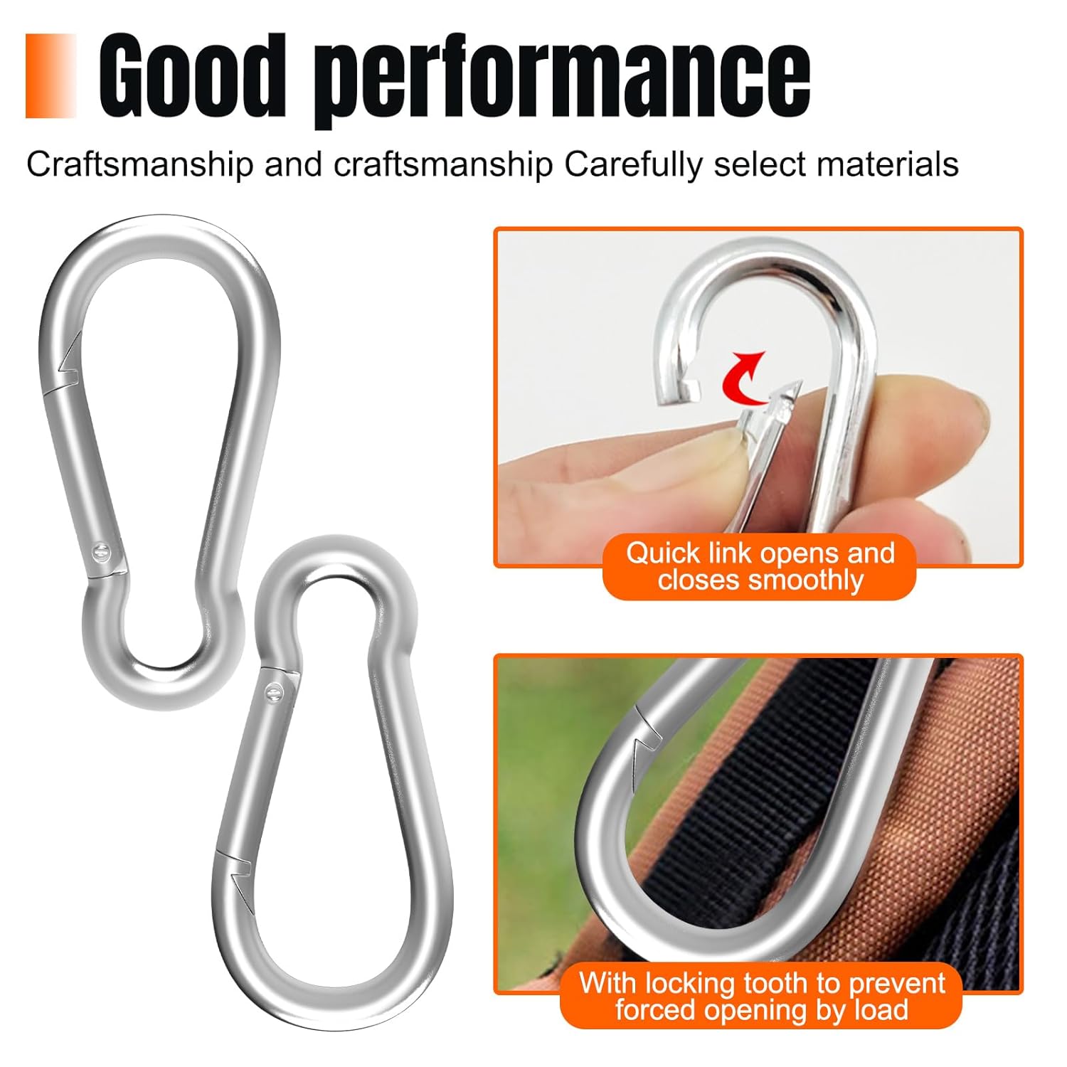 Karabiner Hook - 50 pieces - M6 - Karabiner Hook Clip - Spring - Karabiner Hook - Keychain - For gym - Climbing lock - Karabiner Hook Clip - Hanging plants - Outdoor camping - Hiking - Image 3