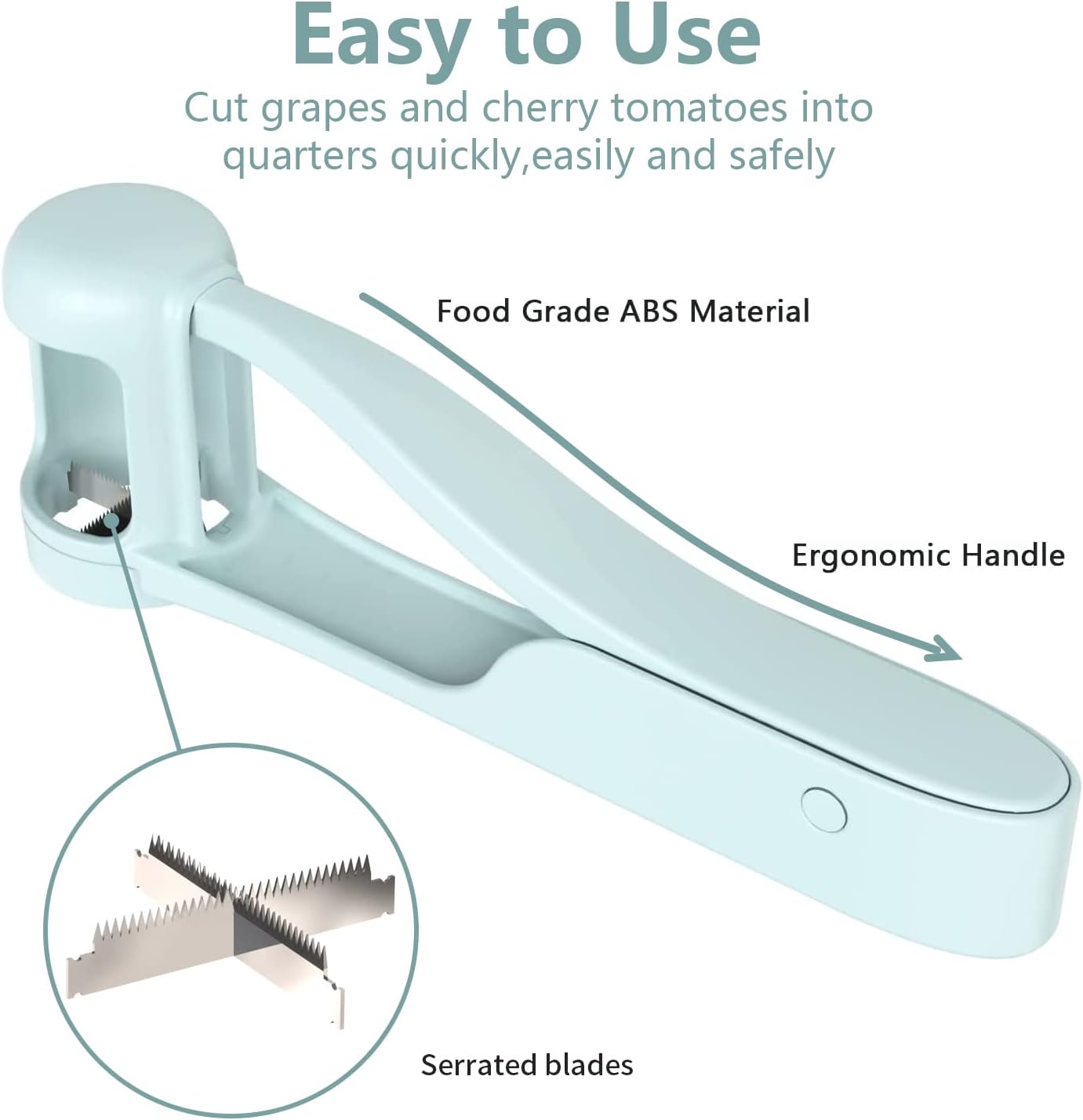 Grape cutter for toddlers - Baby grape cutter - Grape tomato cherry cutter - Can cut into 4 pieces - For vegetable fruit salad - Stainless steel kitchen gadget for quartering grapes - Image 2