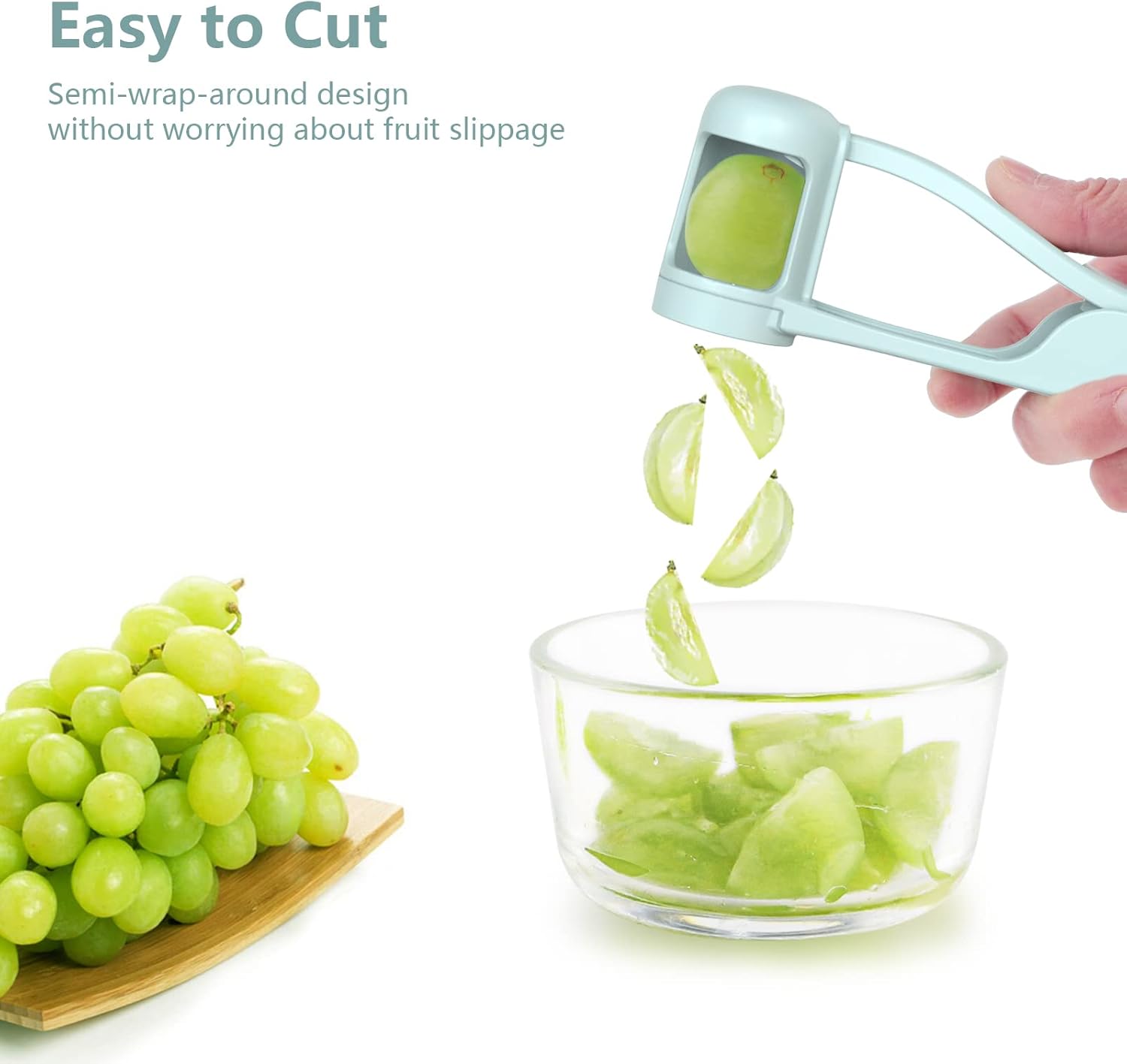 Grape cutter for toddlers - Baby grape cutter - Grape tomato cherry cutter - Can cut into 4 pieces - For vegetable fruit salad - Stainless steel kitchen gadget for quartering grapes - Image 3