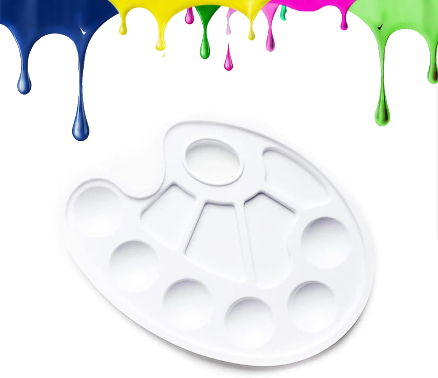 Acrylic paint palette, mixing palette, plastic palette, paint palette, 10-hole white round paint palette for watercolor, acrylic and oil paint, do-it-yourself, craft, professional fine art painting - Image 1