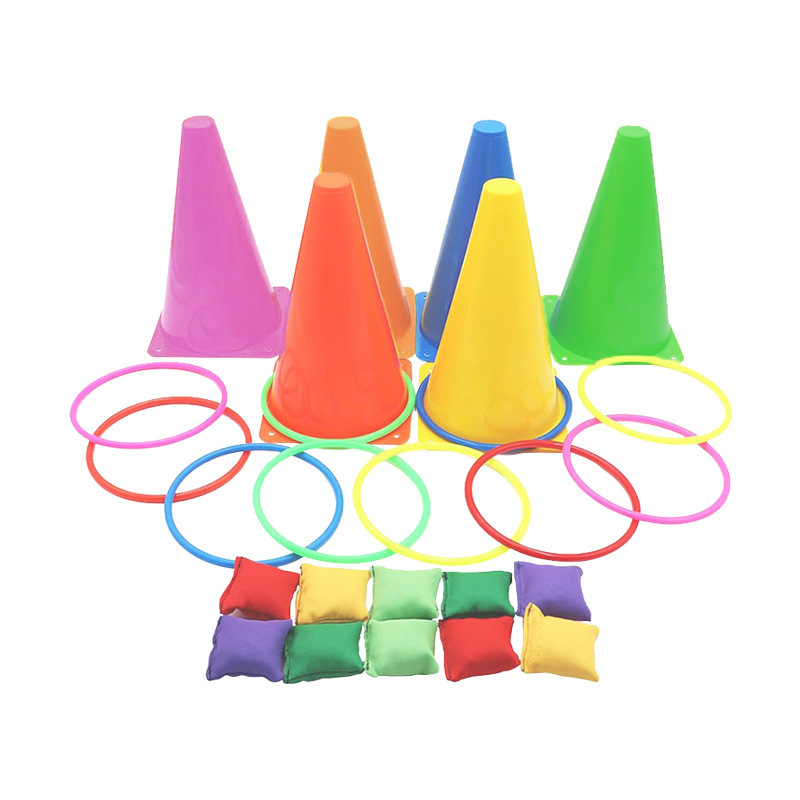Spelset - 3-in-1 plastic kegel ring toss game - sandbag for kids - garden playset - indoor and outdoor playset for children (26 pieces) - Image 1