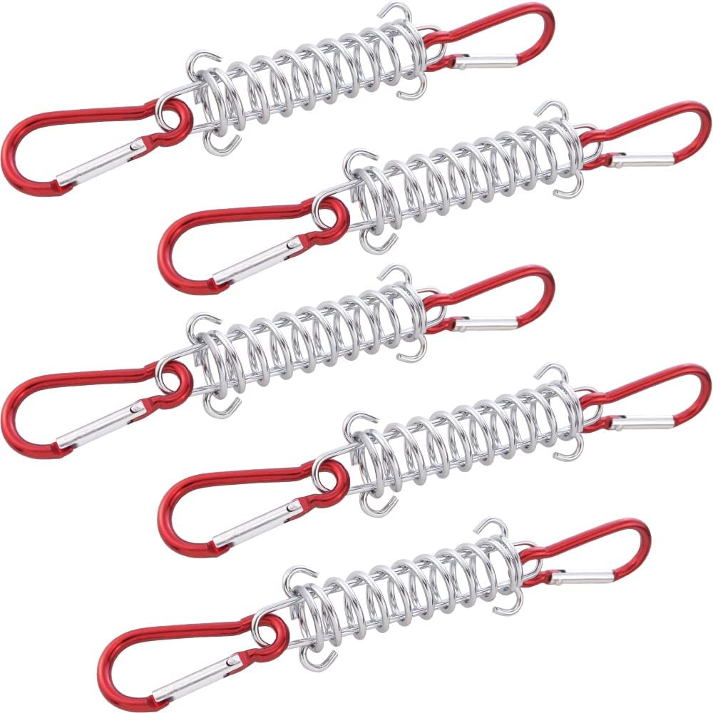 Veergesp-5-pack tent pegs - Red - Camping tent carabiner hook - Heavy metal - Awning accessory - For canvas tents - Image 1