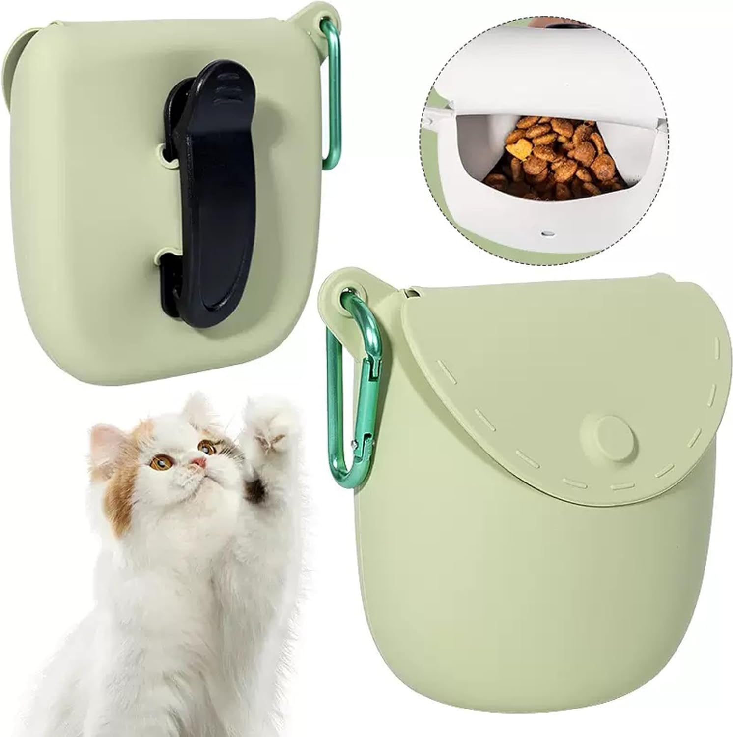 Portable training bag for dogs and cats - outdoor food pouch - suitable for training and feeding pets on the go (green) - Image 2