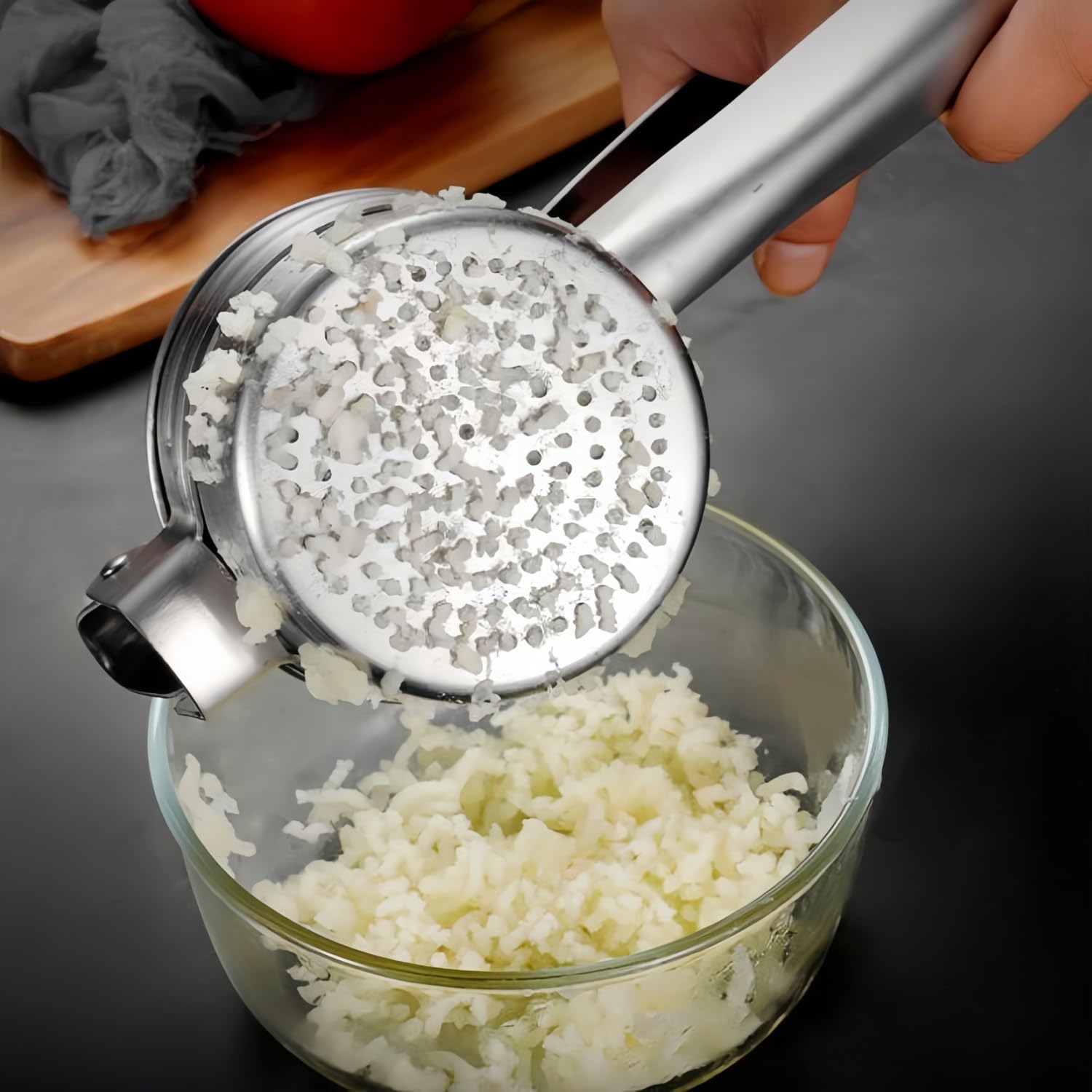 Stainless Steel Potato Masher - Multifunctional Potato Masher - Handheld Potato Masher for the Kitchen - Heavy-Duty German Dough Masher - Suitable for Making Potato Balls, Pasta, Potatoes, Fruit and Vegetables (Open Bottom) - Image 4