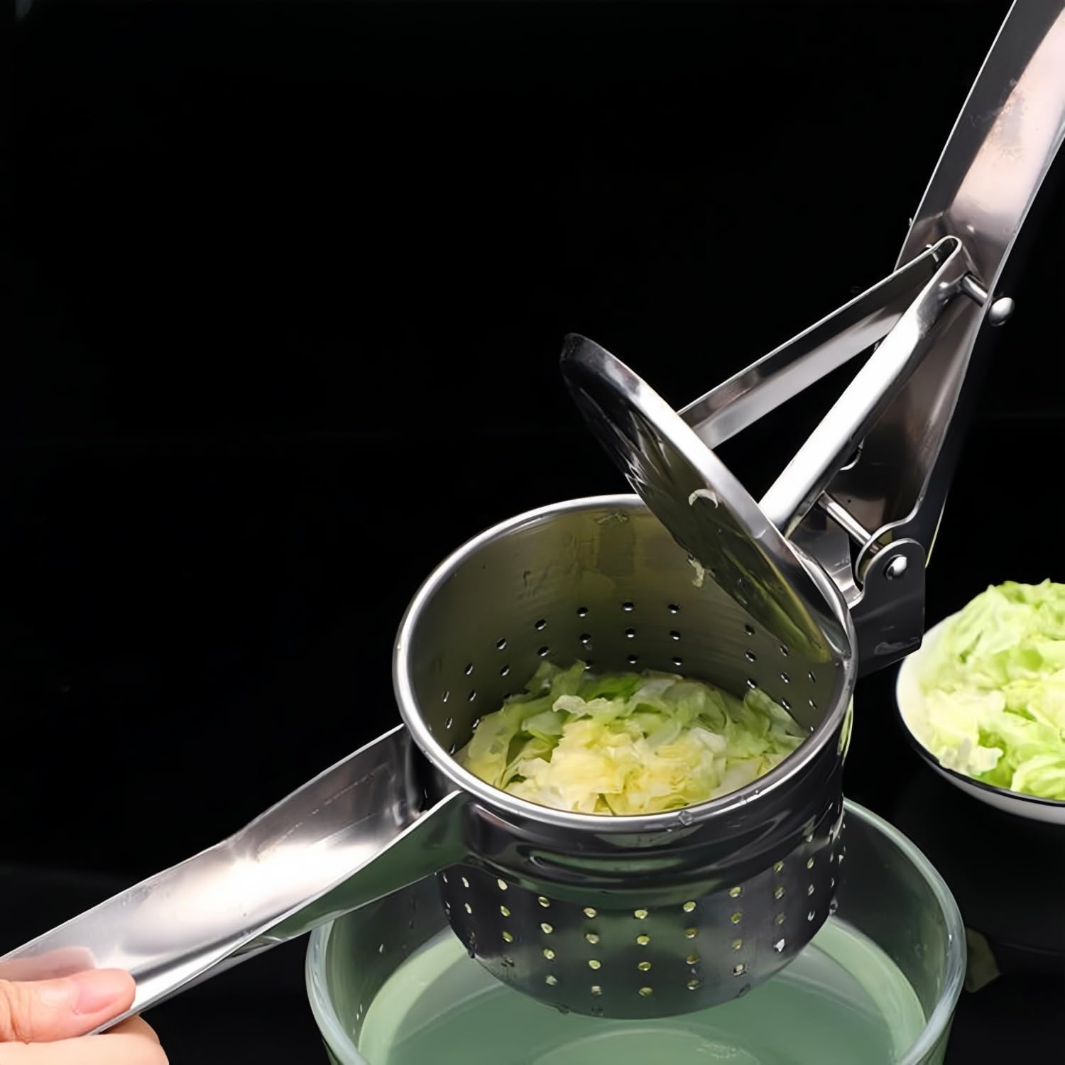 Stainless Steel Potato Masher - Multifunctional Potato Masher - Handheld Potato Masher for the Kitchen - Heavy-Duty German Dough Masher - Suitable for Making Potato Balls, Pasta, Potatoes, Fruit and Vegetables (Open Bottom) - Image 5