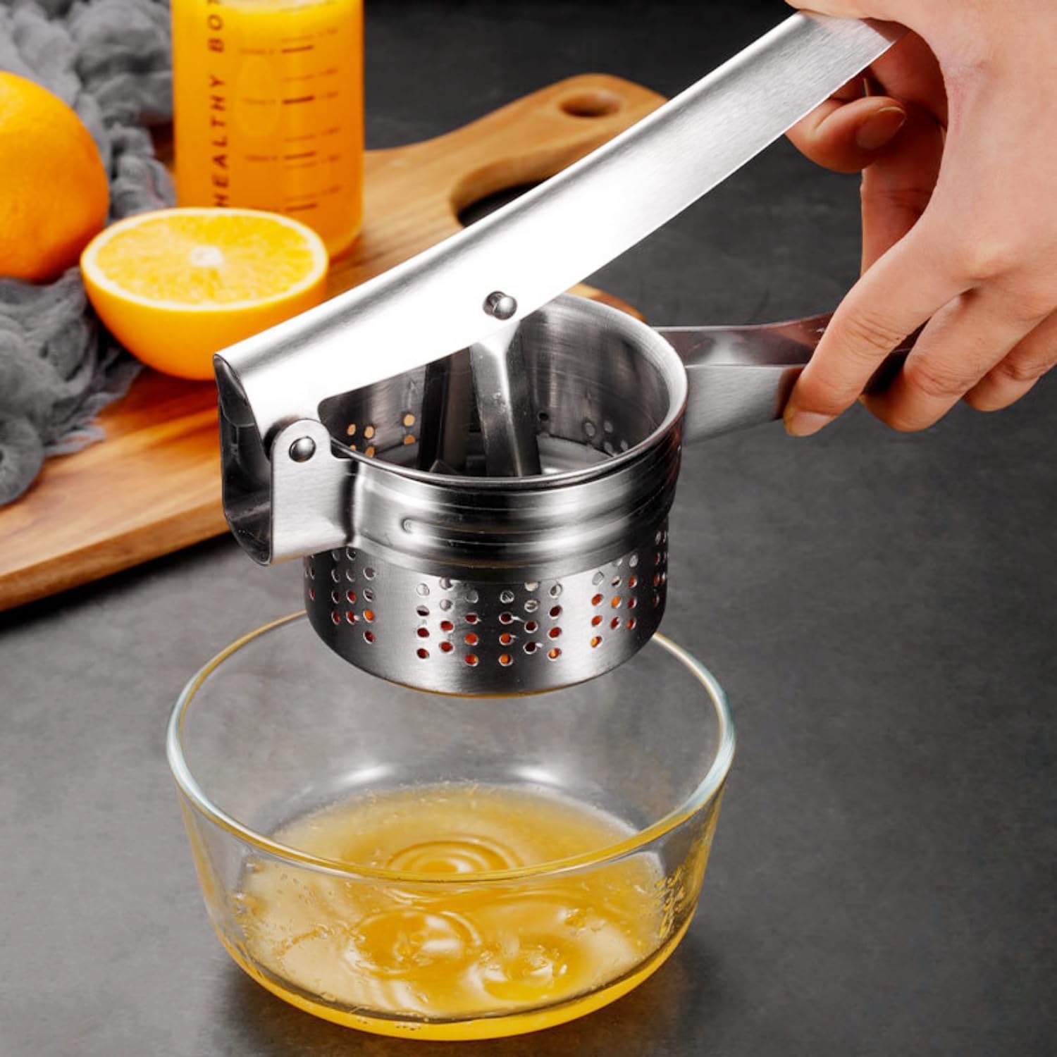 Stainless Steel Potato Masher - Multifunctional Potato Masher - Handheld Potato Masher for the Kitchen - Heavy-Duty German Dough Masher - Suitable for Making Potato Balls, Pasta, Potatoes, Fruit and Vegetables (Open Bottom) - Image 7
