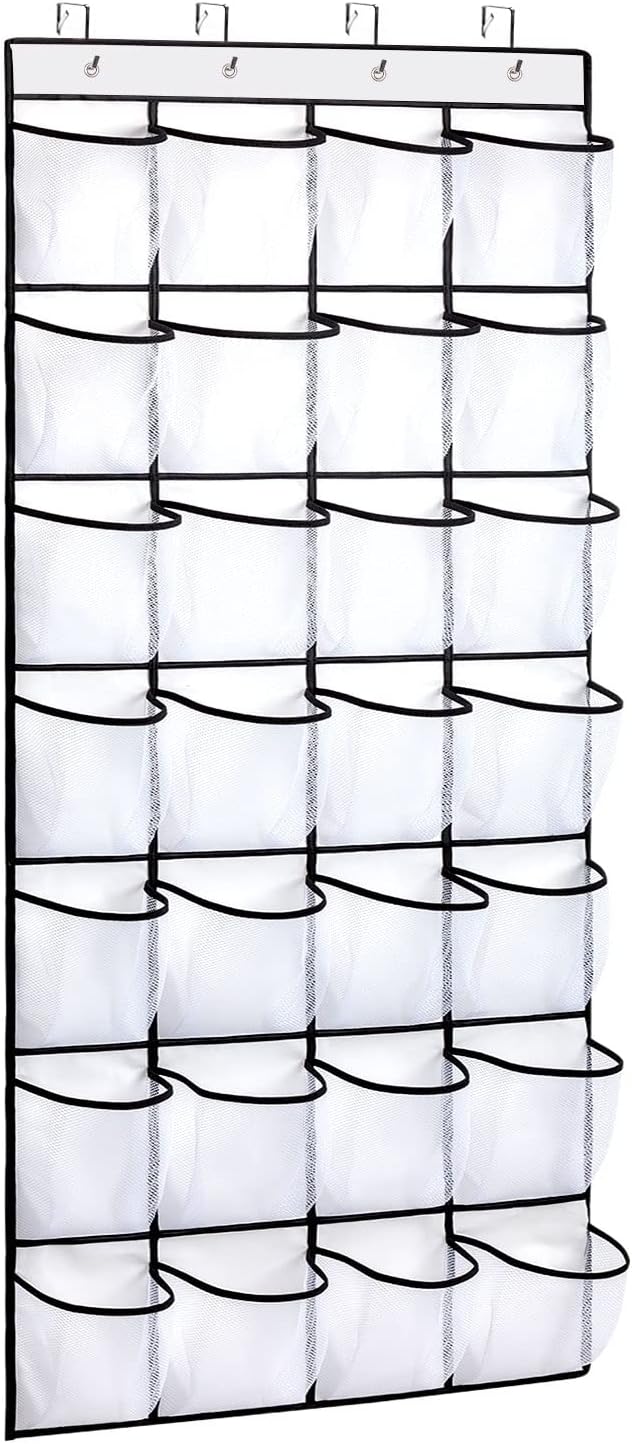 Hanging shoe bag organizer - 28-compartment shoe rack behind the door - transparent shoe rack - hanging shoe rack behind the door - large capacity shoe rack - with hooks - Image 1