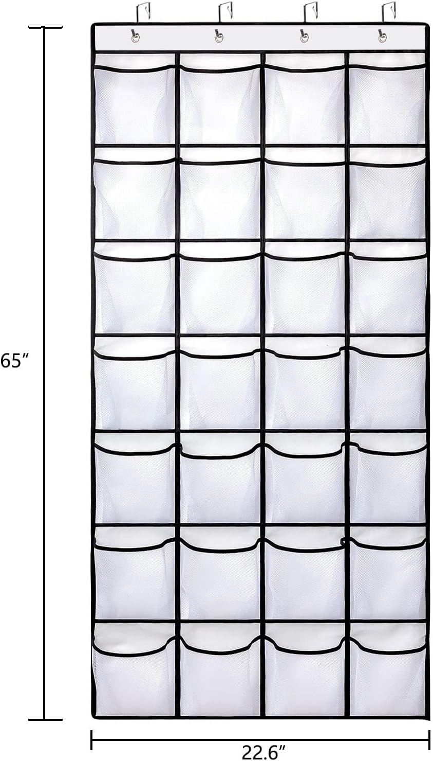 Hanging shoe bag organizer - 28-compartment shoe rack behind the door - transparent shoe rack - hanging shoe rack behind the door - large capacity shoe rack - with hooks - Image 2