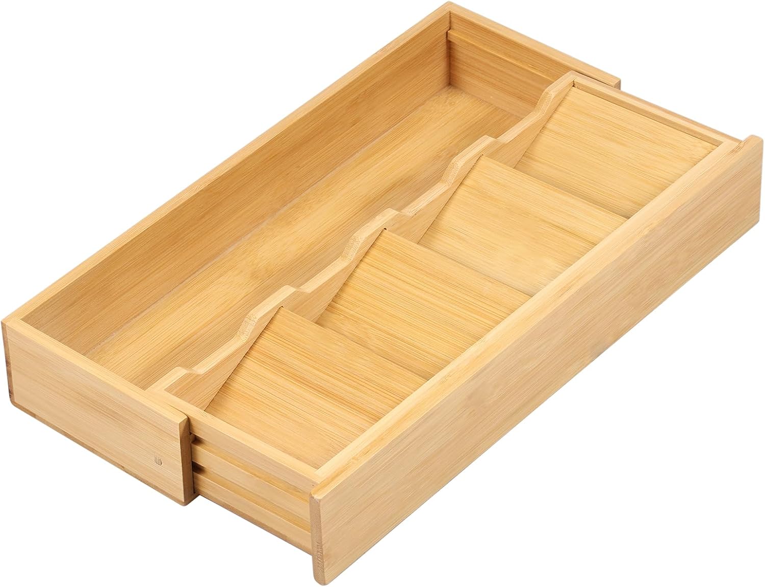 Kitchen drawer organizer - cutlery organizer - expandable bamboo storage box - cutlery rack - telescopic cutlery organizer - Image 1