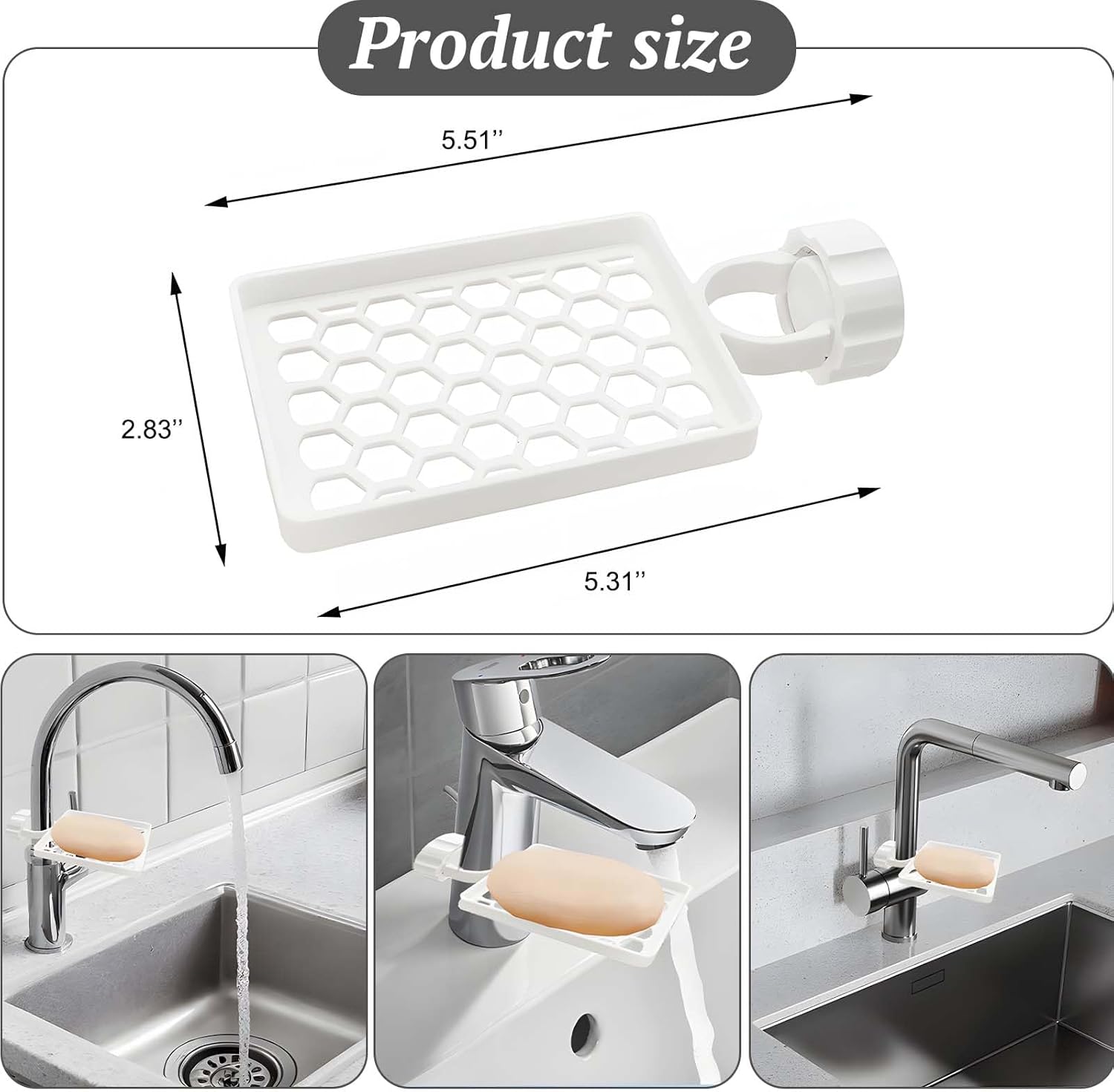 Set of two hangers, sponsor and sink organizer - drainage rack with clips - suitable for kitchens and bathrooms - reusable and removable - for holding soap and sponges - easy to install and adjust - Image 7