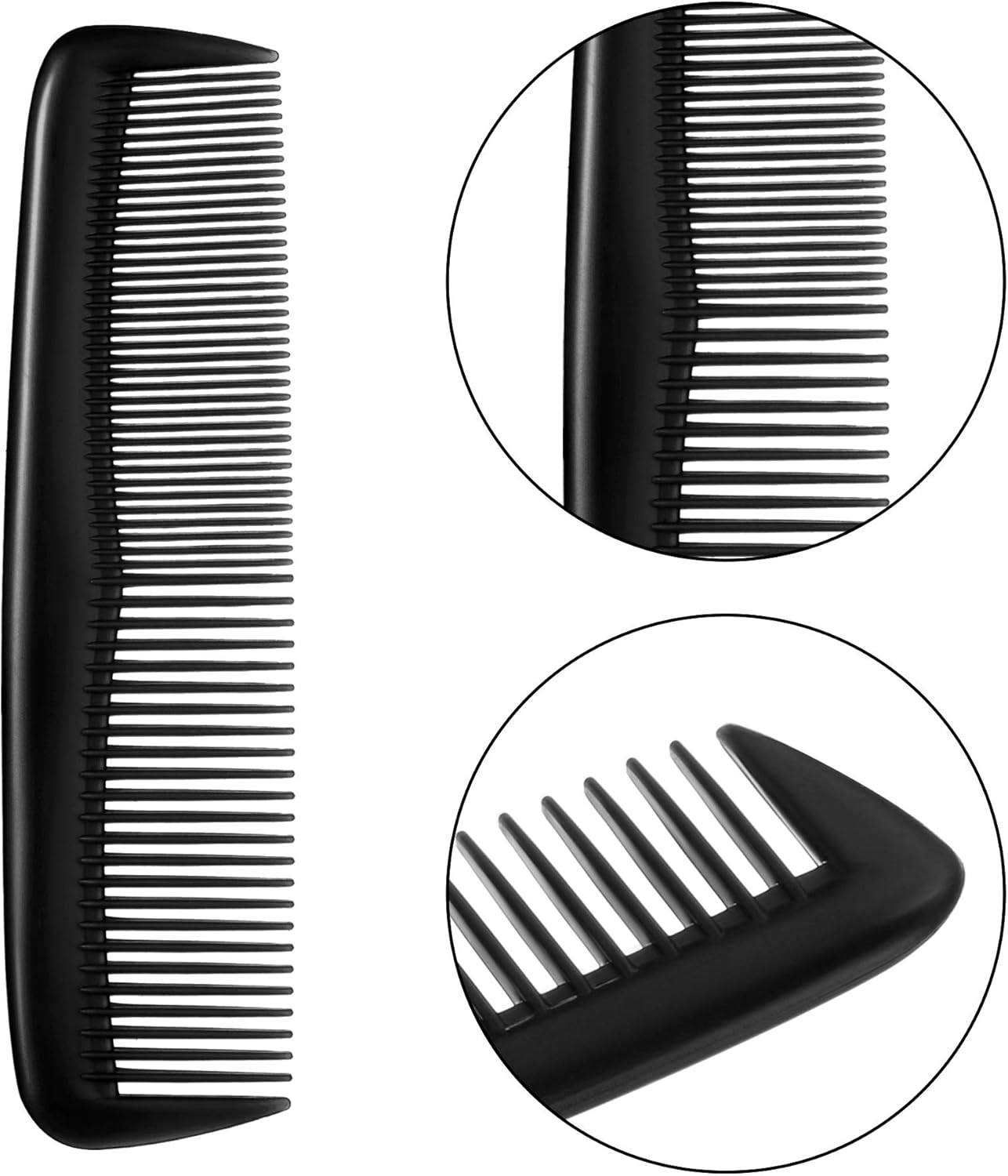 12-piece hair brush set - fine plastic hair brush in pocket size - unisex - fine comb (black) - Image 5