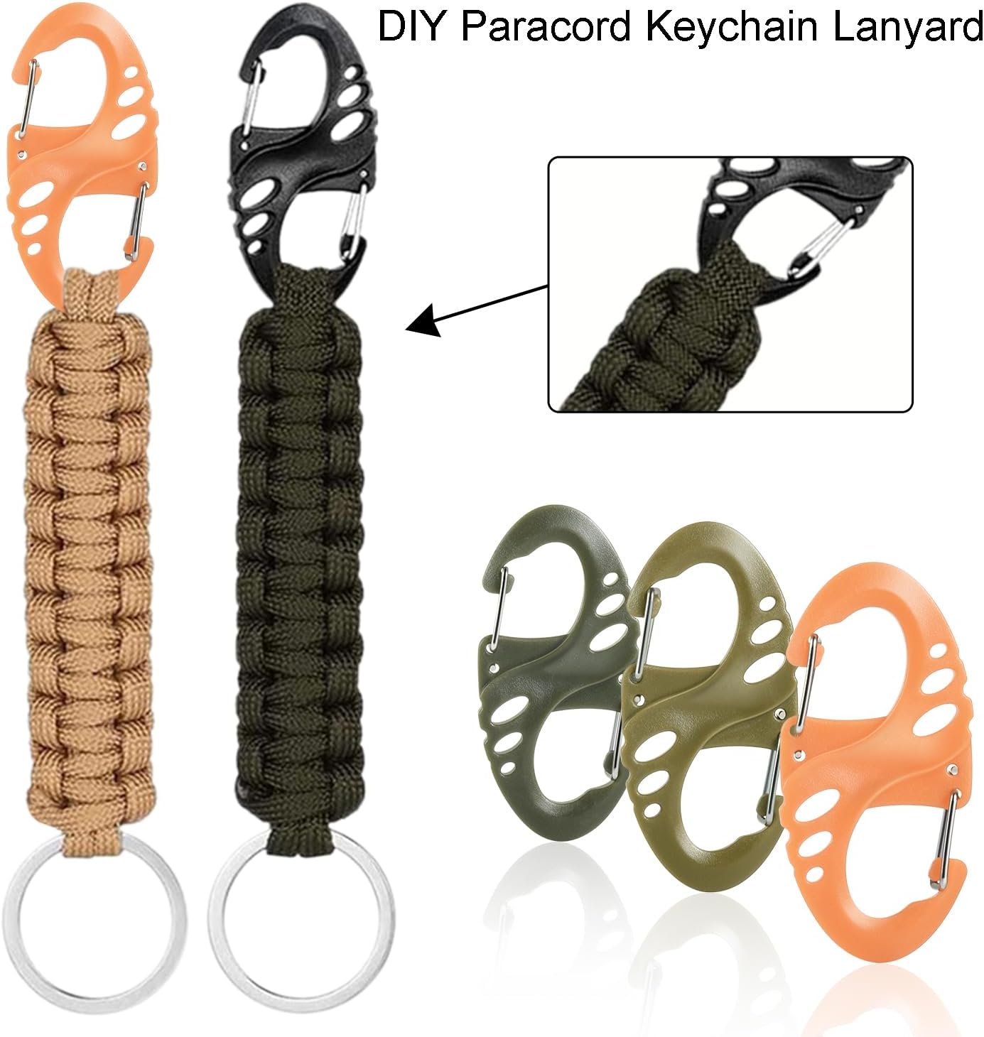 Carabiner Hooks - 12 pieces - 2 inch - plastic - S-shaped carabiner hook - paracord - keychain - hook - suitable for keychains, backpacks and zip clip accessories - Image 4