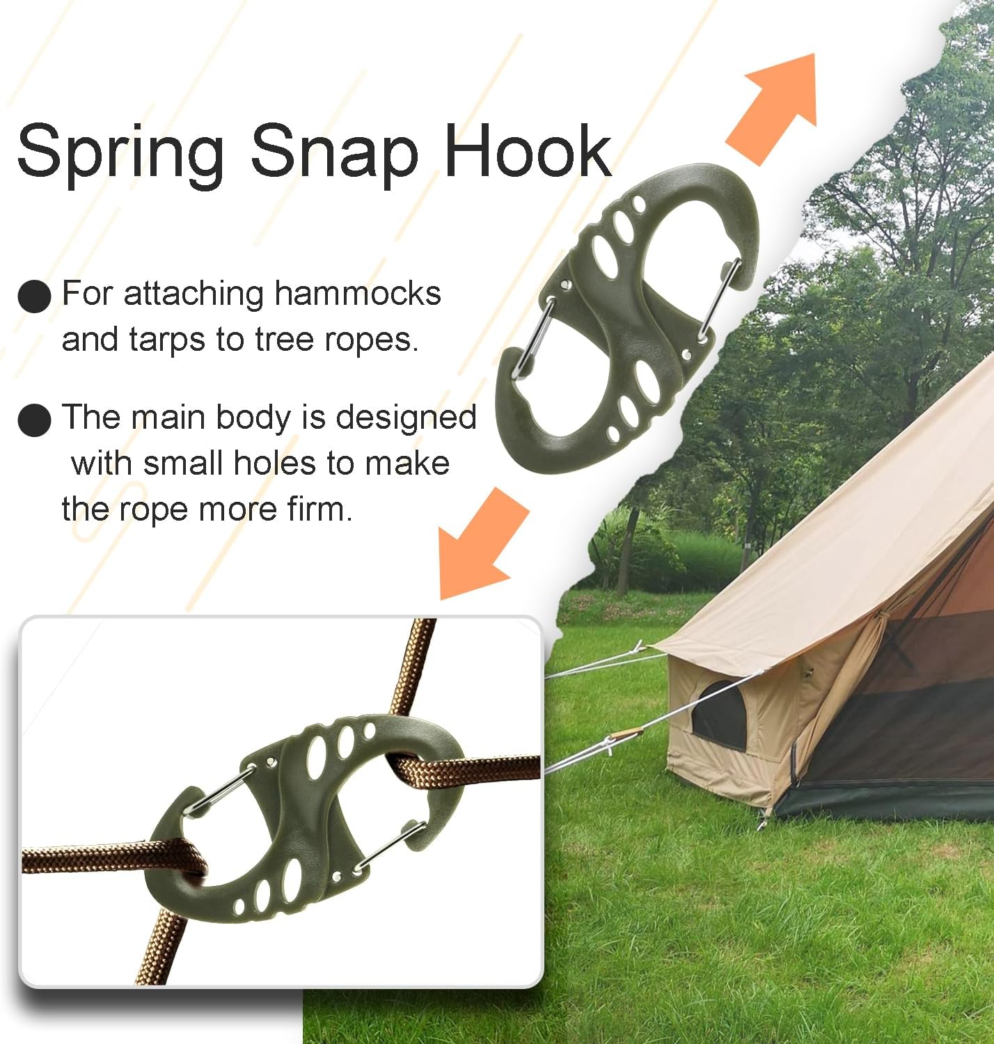 Carabiner Hooks - 12 pieces - 2 inch - plastic - S-shaped carabiner hook - paracord - keychain - hook - suitable for keychains, backpacks and zip clip accessories - Image 5