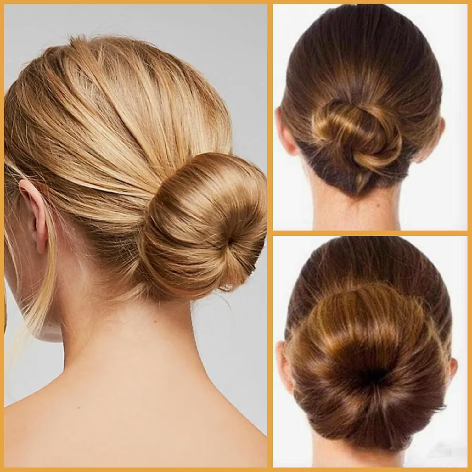 4-piece ring donut bun styler set with 20 gold hair clips, beige donut bun maker, hair rings, styling kit for dancers, ballerinas, girls, etc. and daily hair styling DIY (beige) - Image 5