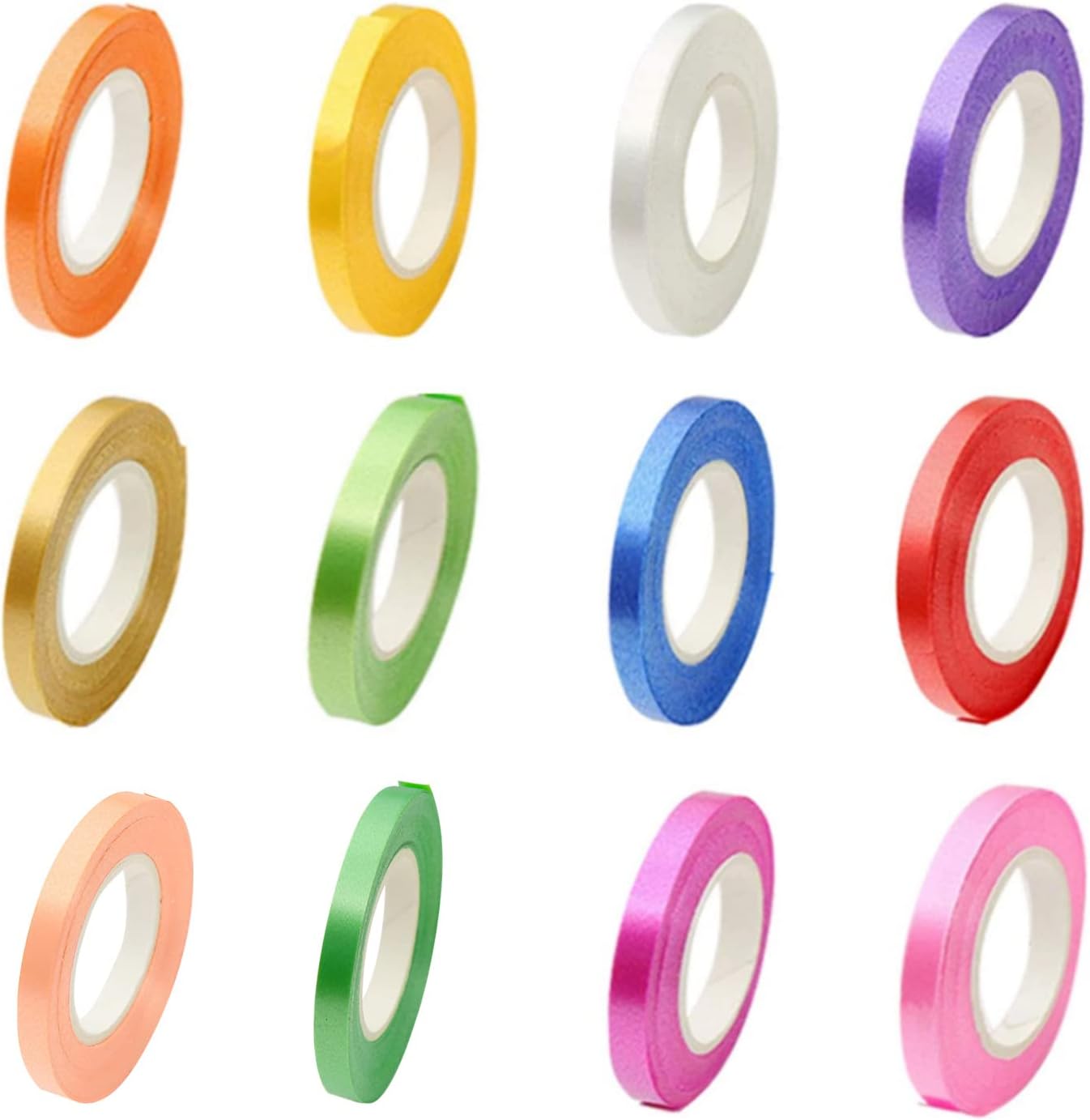 Set of 5 mm wide curly ribbon, 12 rolls of balloon curly ribbon, 12 colours curly balloon string, wrapping paper, ribbon, string, party ribbon, wedding, DIY, holiday crafts (10 m/roll) - Image 1