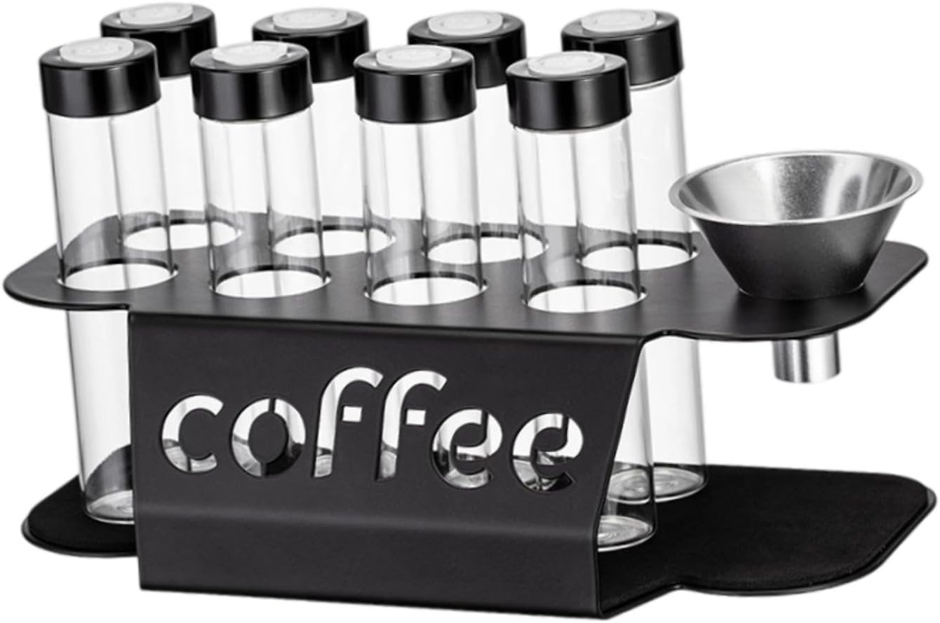 Coffee Bean Storage Containers - 8-pack Glass Jars for Storing Coffee Beans - Transparent Storage Containers, Reagent Racks, One-Way Valve - Portable Storage Jars - Image 7