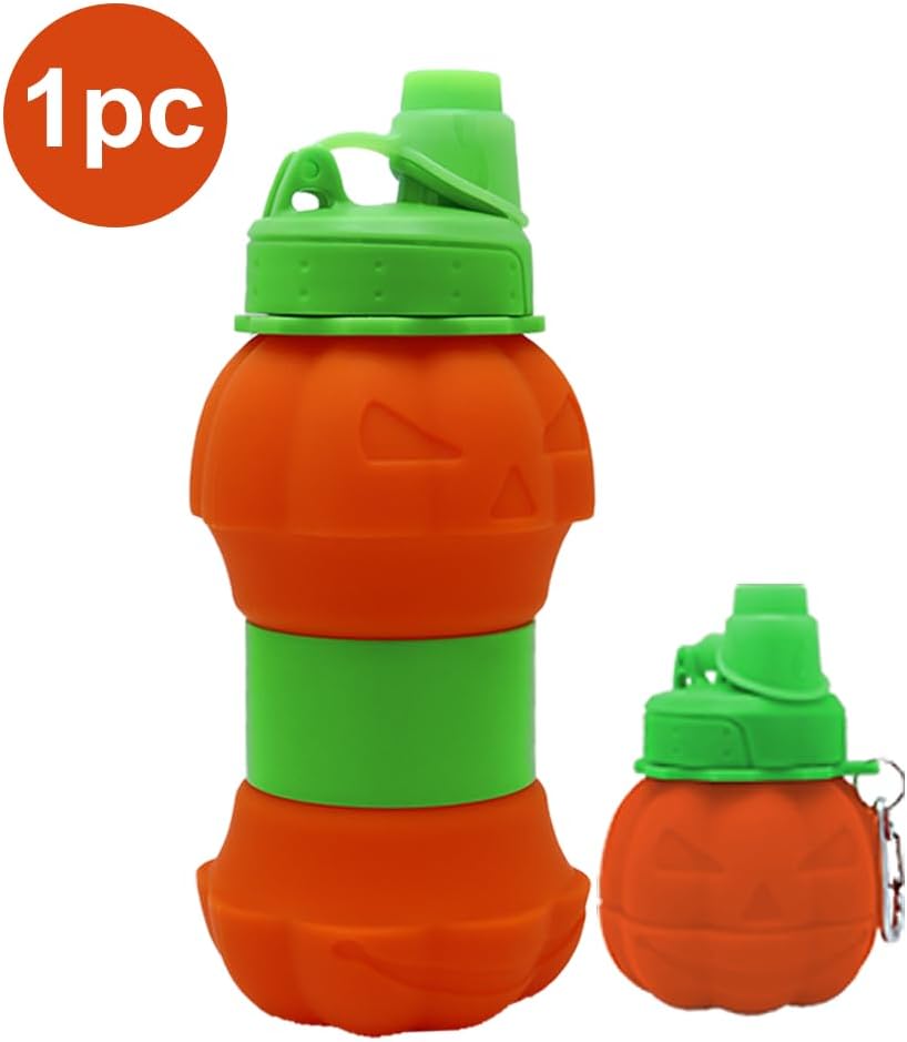 Collapsible silicone water bottle - 600 ml/20 oz - portable and lightweight - ideal for outdoor walks and indoor sports - handy for travel. - Image 2