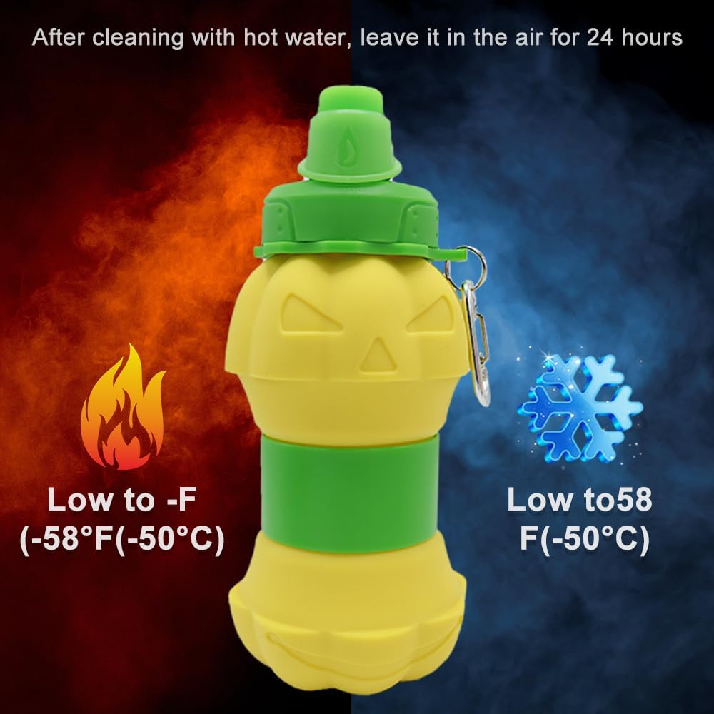 Collapsible silicone water bottle - 600 ml/20 oz - portable and lightweight - ideal for outdoor walks and indoor sports - handy for travel. - Image 3