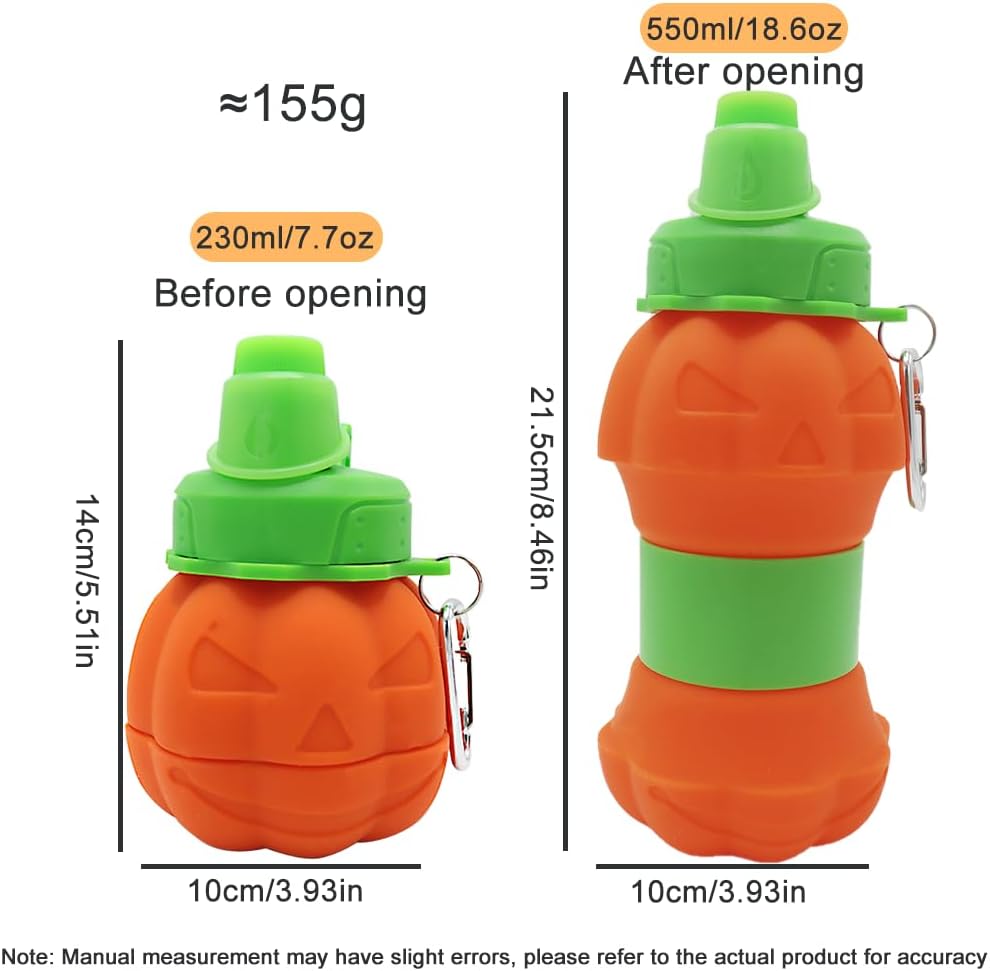 Collapsible silicone water bottle - 600 ml/20 oz - portable and lightweight - ideal for outdoor walks and indoor sports - handy for travel. - Image 4