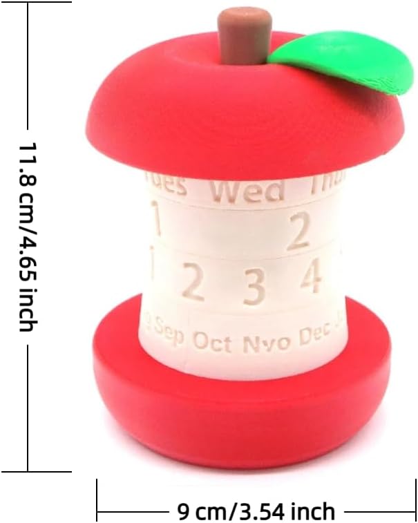 Calendar in the shape of an apple - Fun 3D-printed desk calendar - Rotatable display of date/month/day of the week - Perfect as decoration for home offices and as a gift for students - Image 2