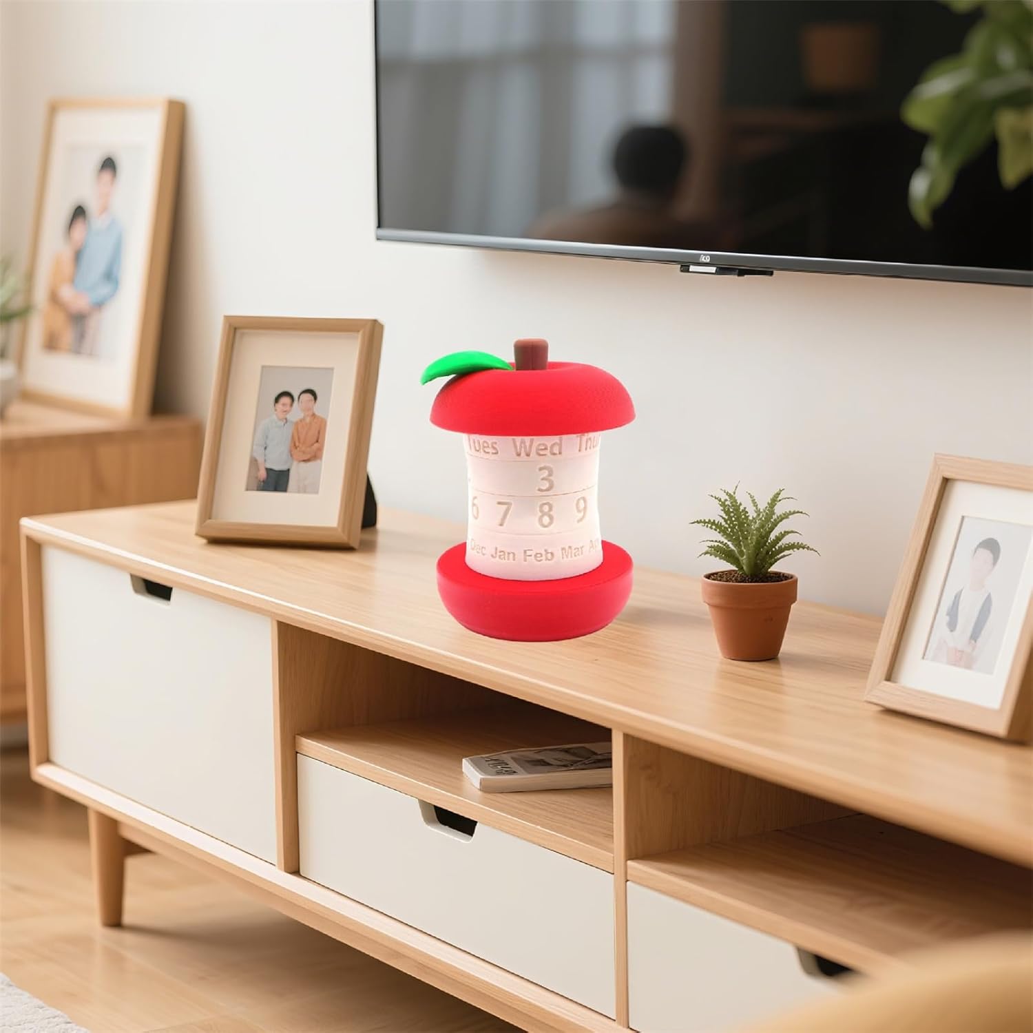 Calendar in the shape of an apple - Fun 3D-printed desk calendar - Rotatable display of date/month/day of the week - Perfect as decoration for home offices and as a gift for students - Image 4
