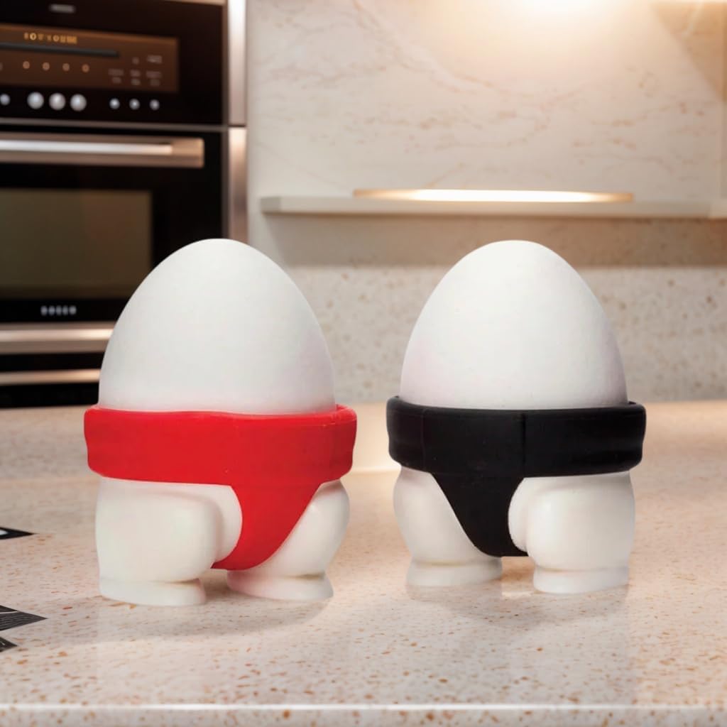 Egg Cup Holder – Egg Cup Holder (2-pack) | Egg Cups for soft-boiled and hard-boiled eggs - Fun sumo design - Great kitchen gift and breakfast helper - Image 2
