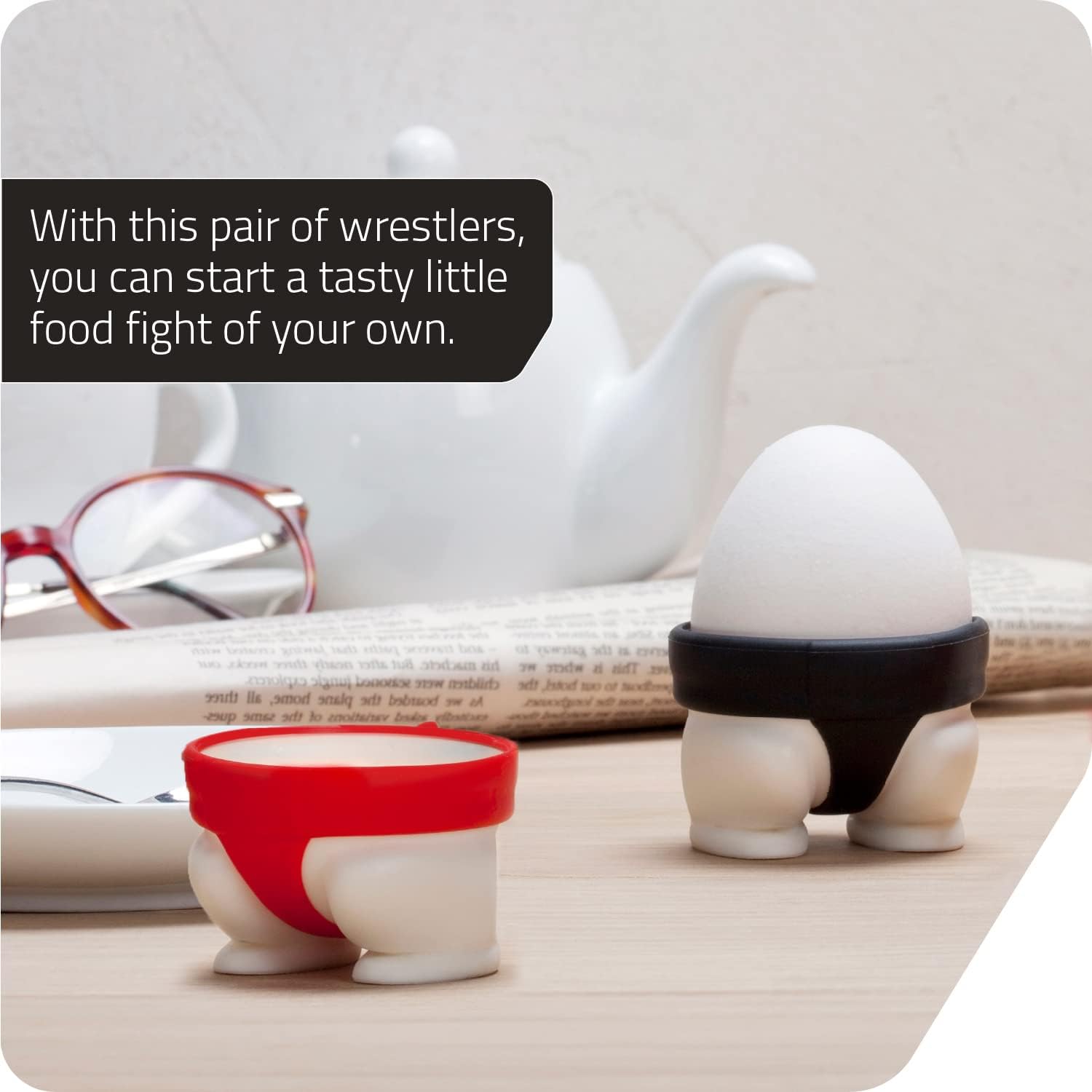 Egg Cup Holder – Egg Cup Holder (2-pack) | Egg Cups for soft-boiled and hard-boiled eggs - Fun sumo design - Great kitchen gift and breakfast helper - Image 3