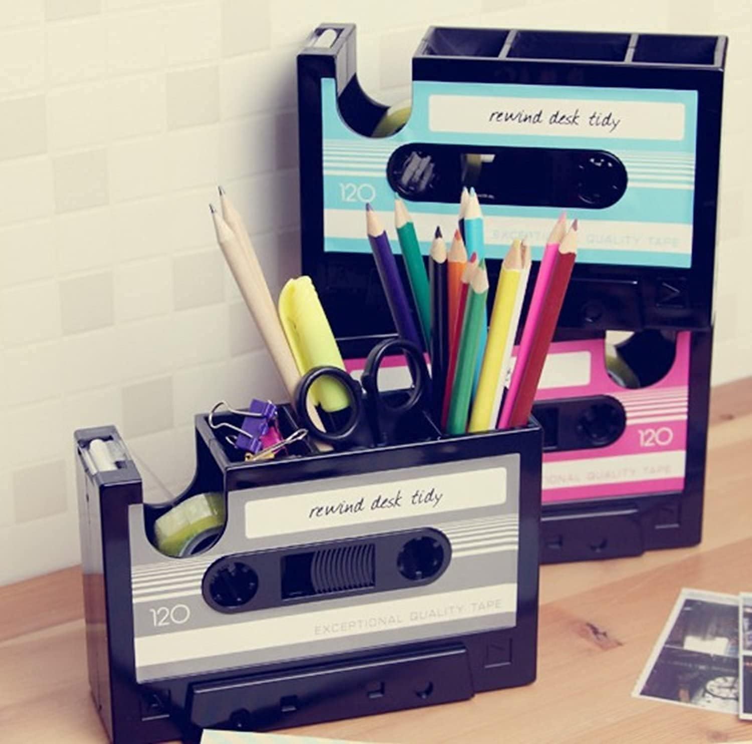 Retro Cassette Tape Pencil Holder - Multifunctional Pencil Holder - Creative Desk Organizer - Pencil Holder with Tape Holder - Image 7