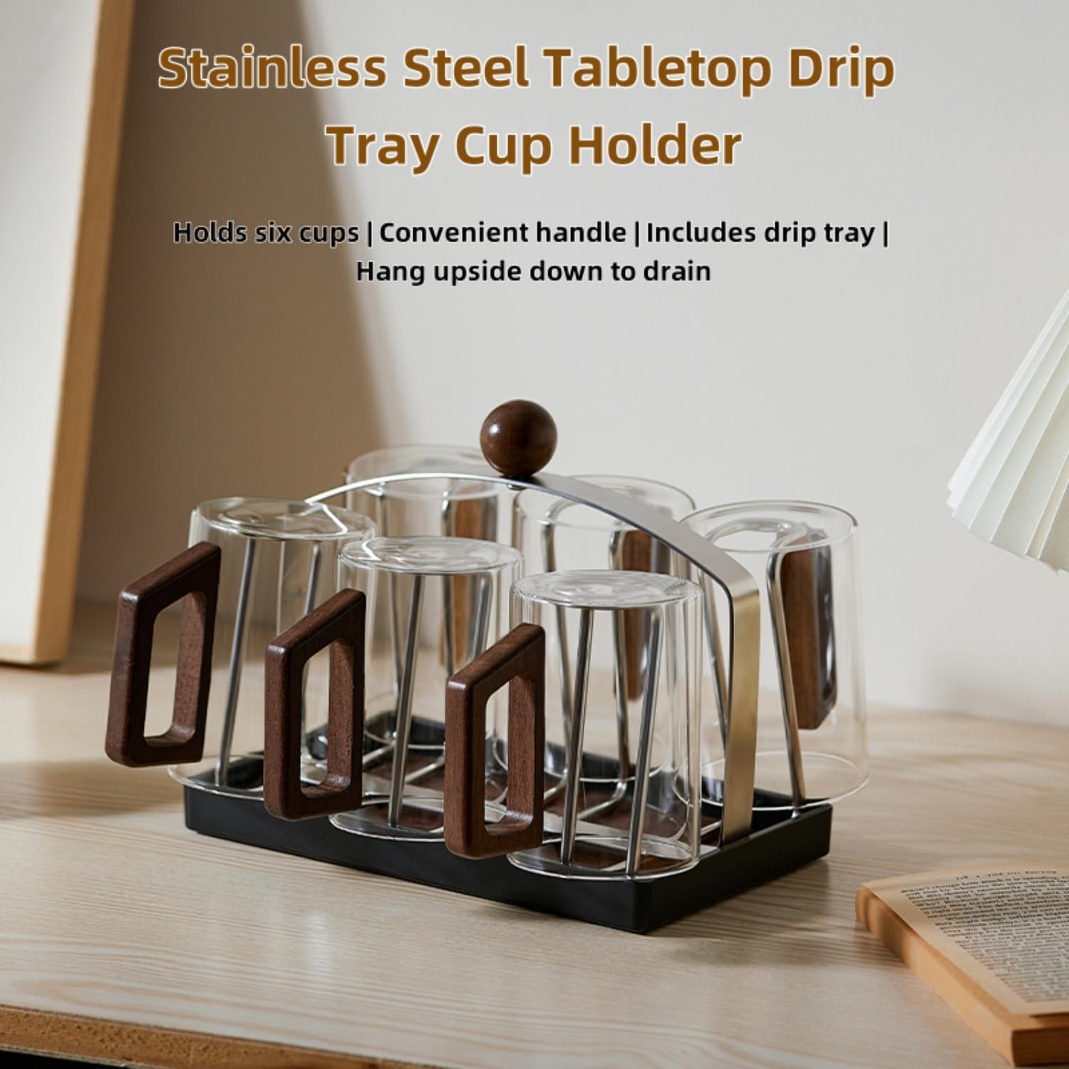 Stainless steel holder - sturdy and dries quickly - removable drip tray - suitable for coffee cups/glasses/mugs - ideal for the kitchen/dining table/café. - Image 3