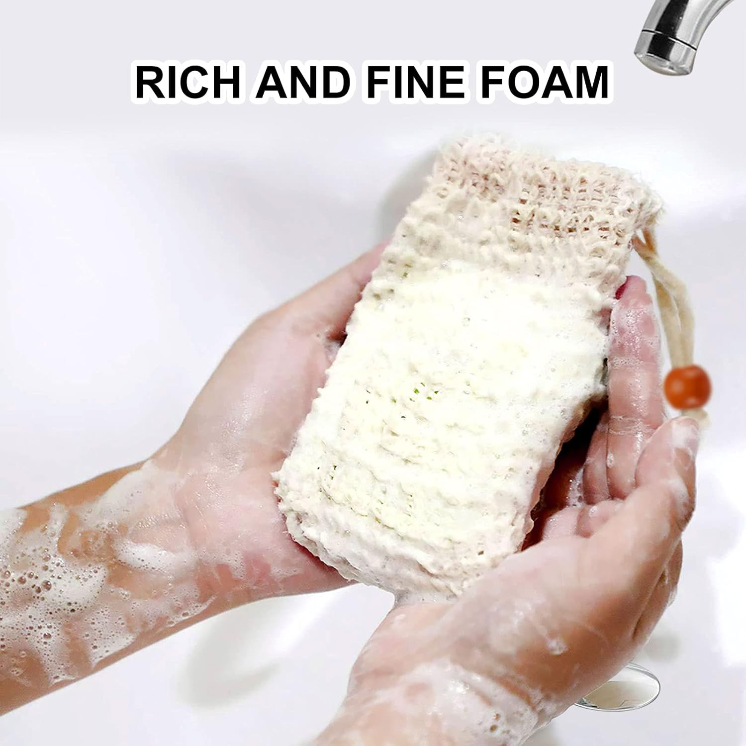 Soap Bags - Natural Sisal - Mesh Bags for Storing Soap - Plastic-Free - Exfoliating - Soap-Lathering - Dry Soap Holder - Shower (4 pieces) - Image 4