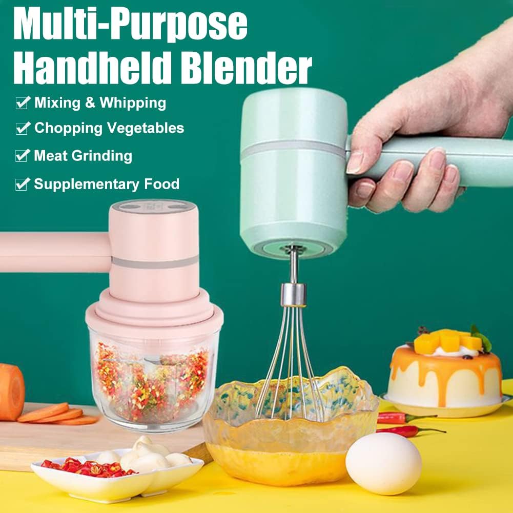 Handheld cordless electric blender - comes with 3 accessories - portable multi-functional food blender - can be used to blend eggs, whip cream, and chop garlic. - Image 2
